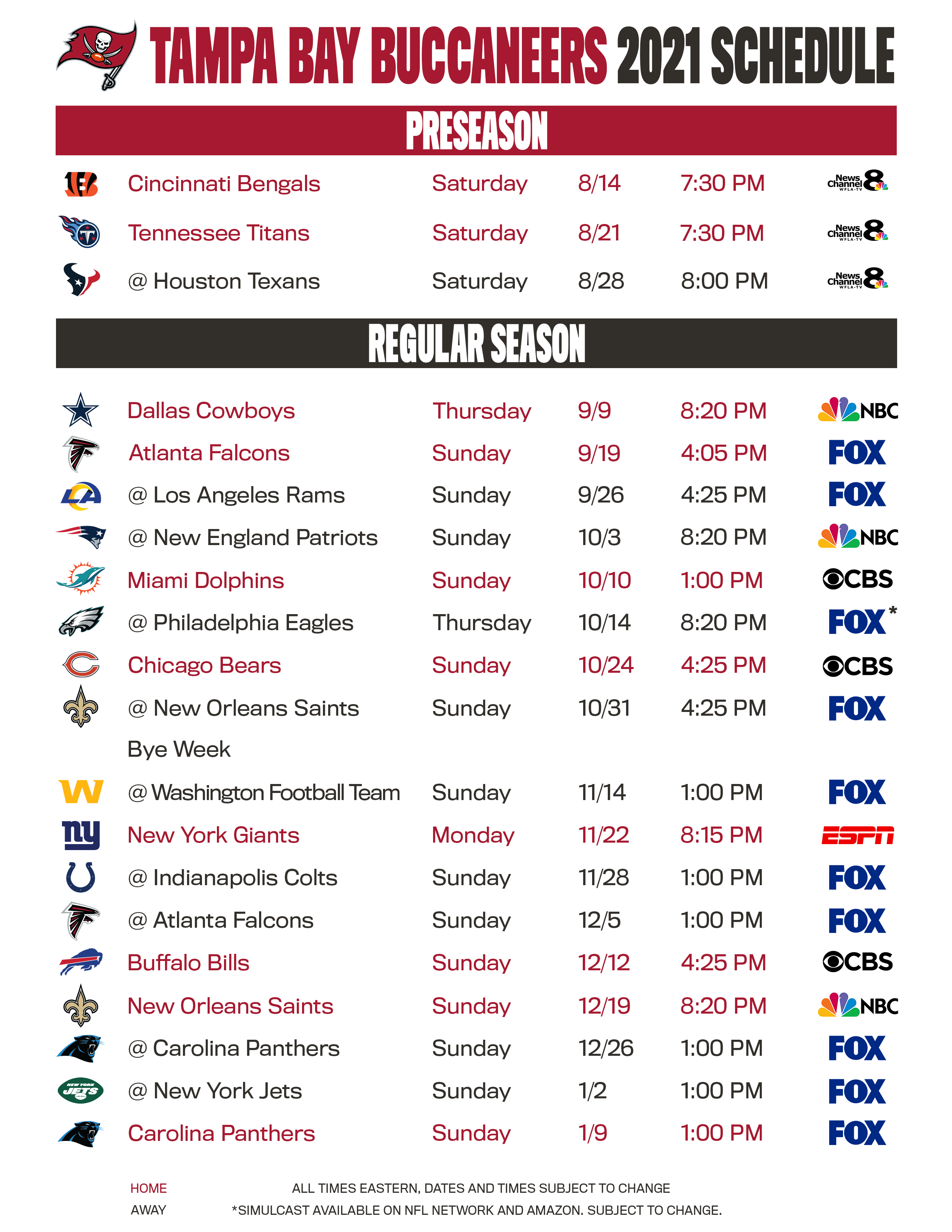 2020-2021 Tampa Bay Buccaneers Lock Screen Schedule for iPhone 6-7