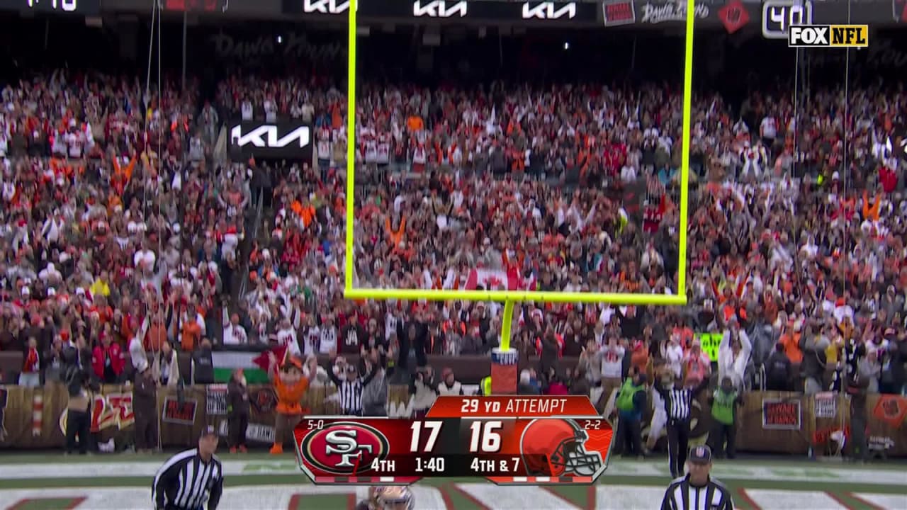 Dustin Hopkins Fourth Field Goal Gives Browns Two Point Lead Vs Ers