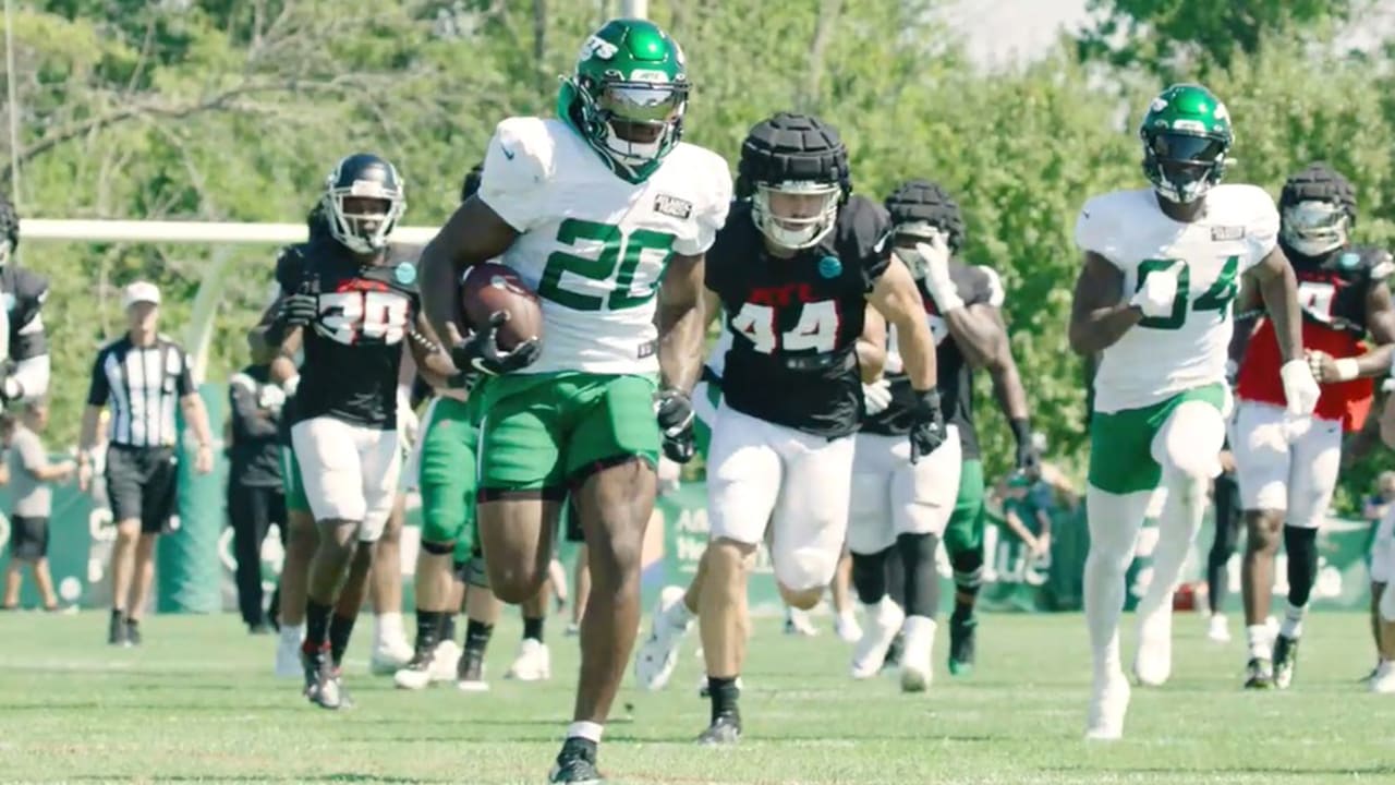 Jets Falcons Joint Practice Highlight Breece Hall Yard Td Run