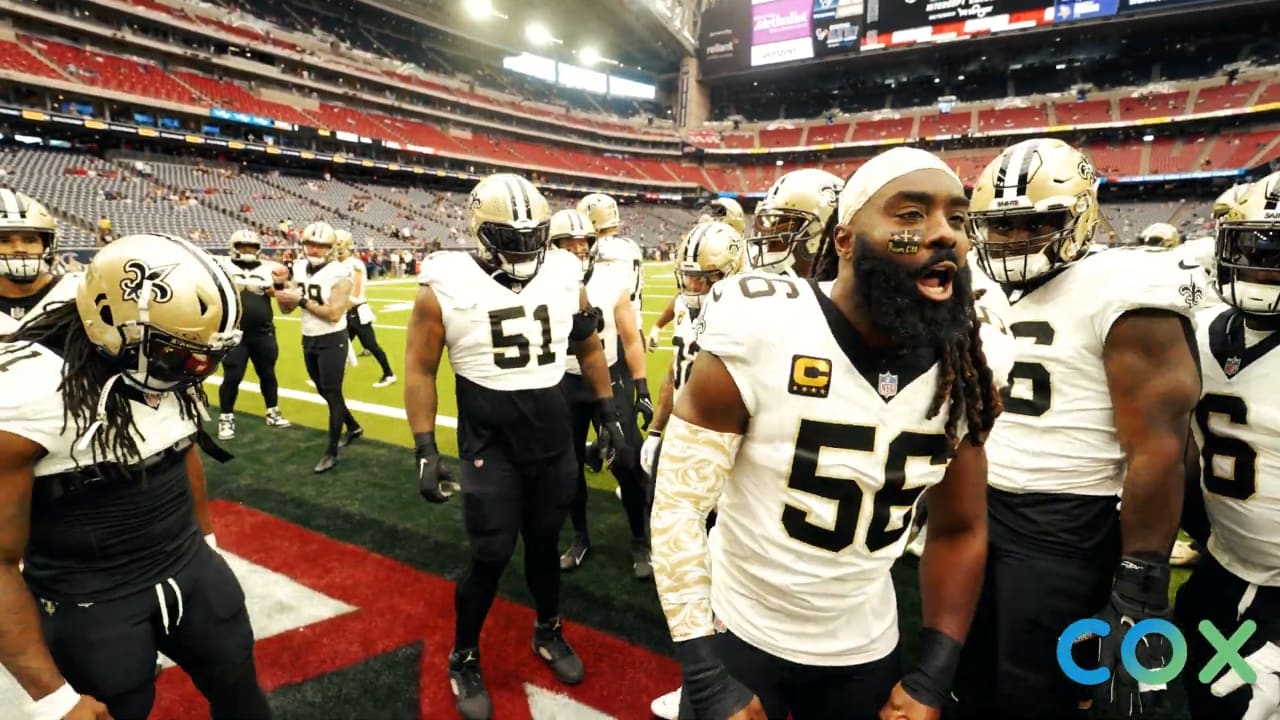 NFL Week 6 Watch Demario Davis Lead Saints Pregame Huddle Texans