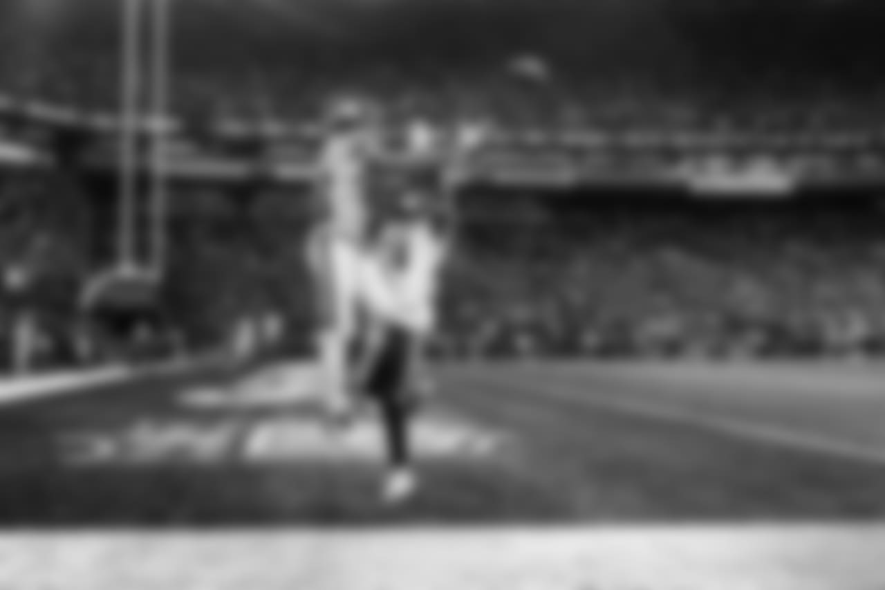 Seattle's David Moore goes up and over to try to catch a pass in the end zone that ultimately fell incomplete.