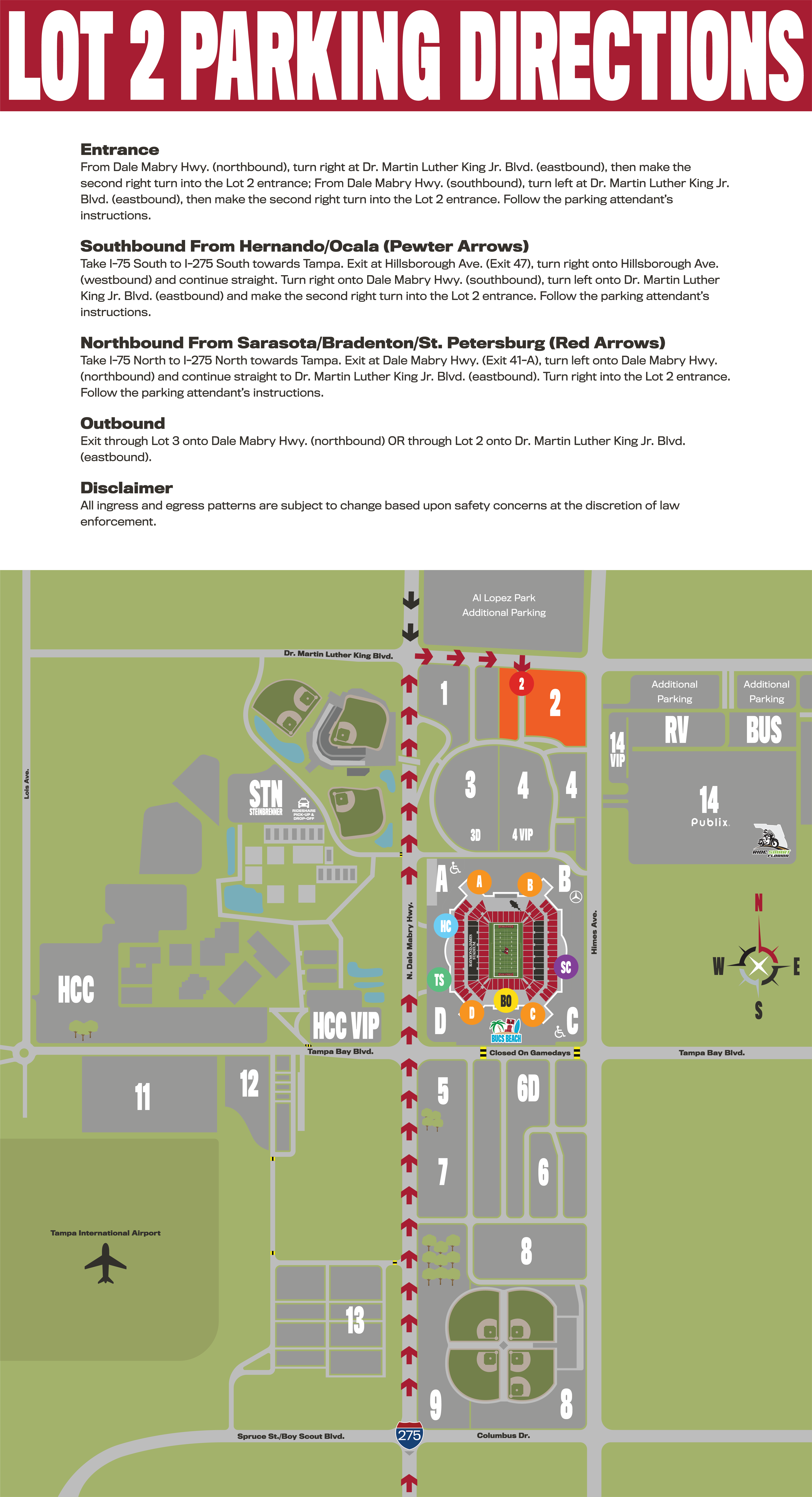Raymond James Stadium Parking Entry Instructions