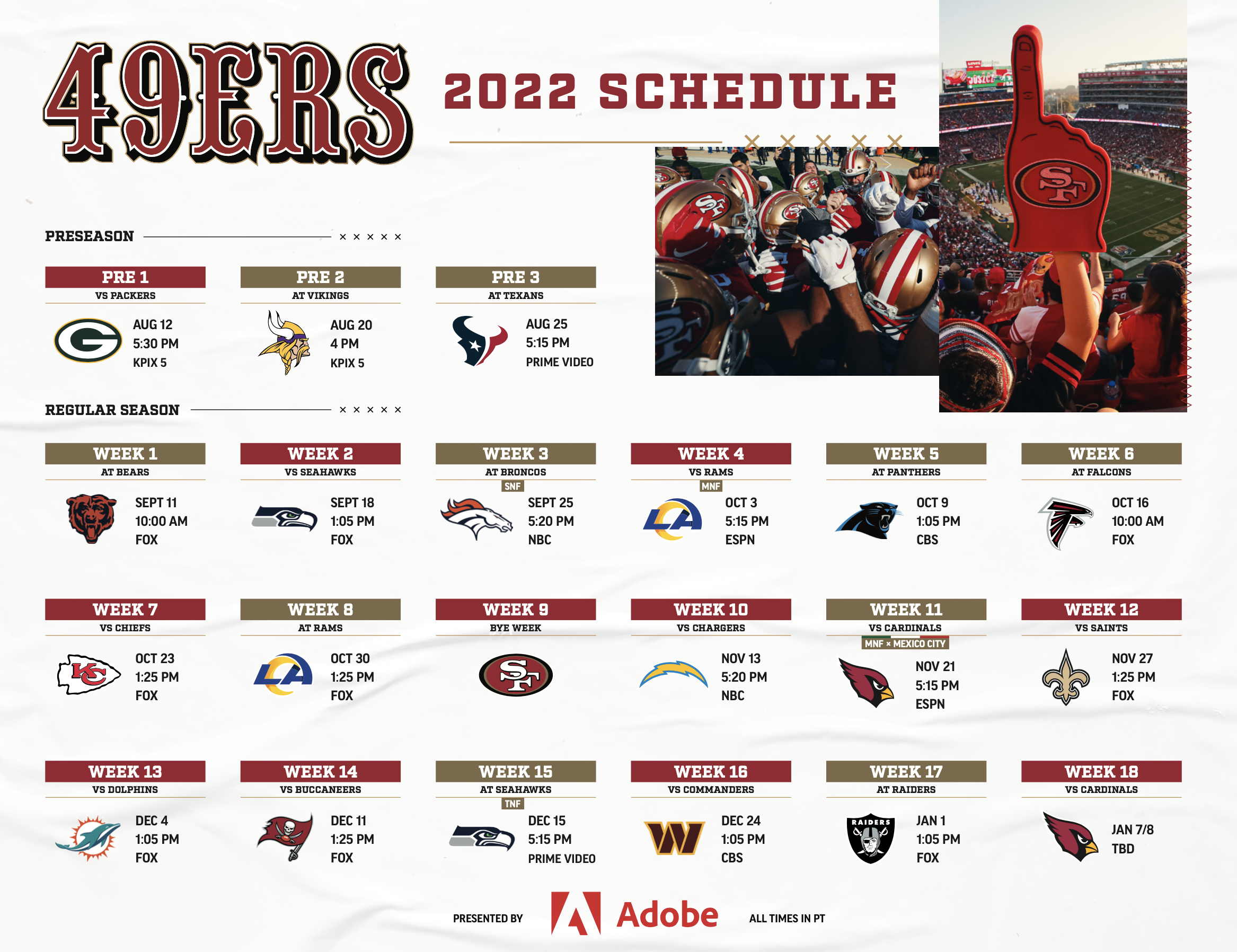 Actualizar 50+ imagen 49ers schedule at levi’s stadium