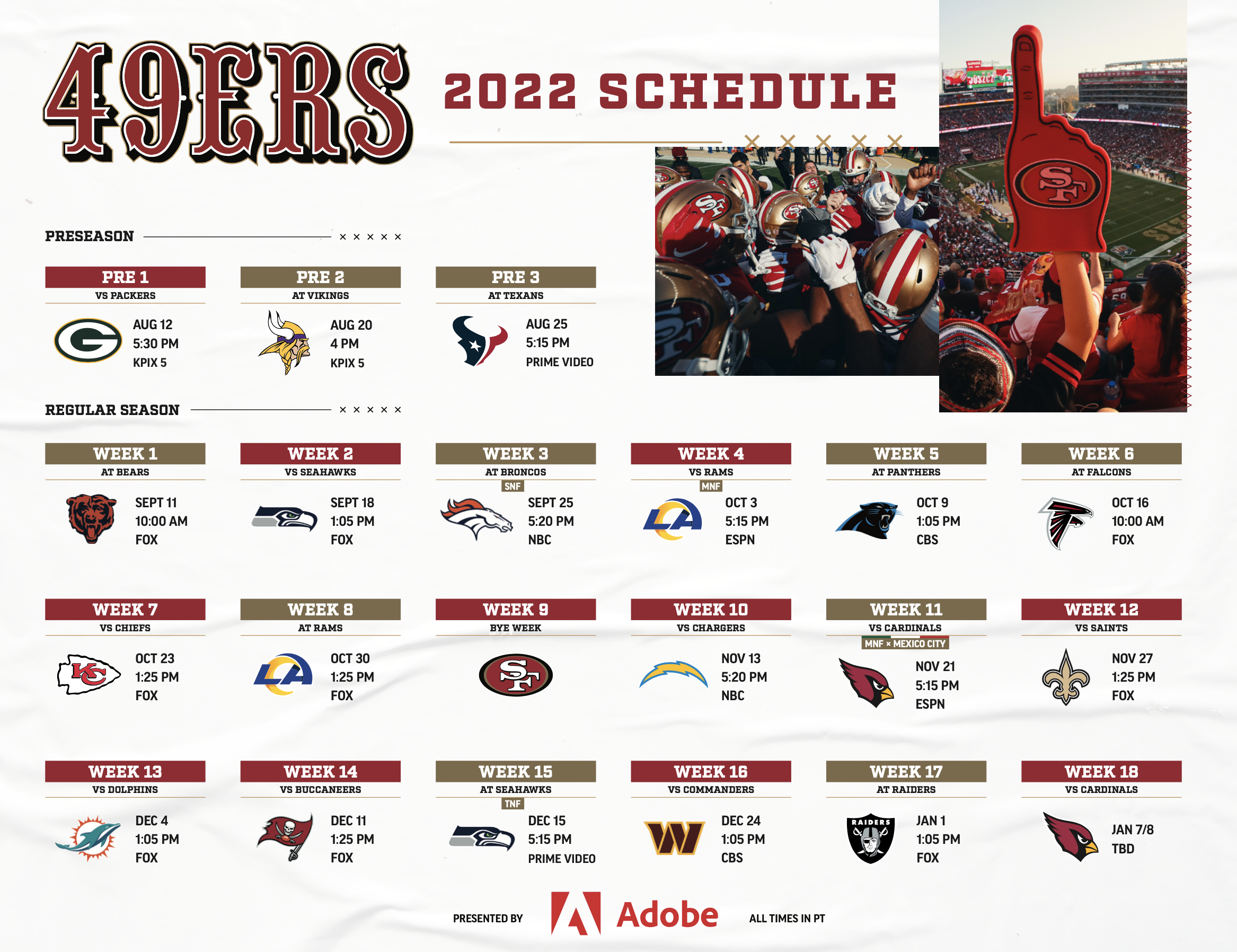 Printable 2022-2023 San Francisco 49ers Schedule