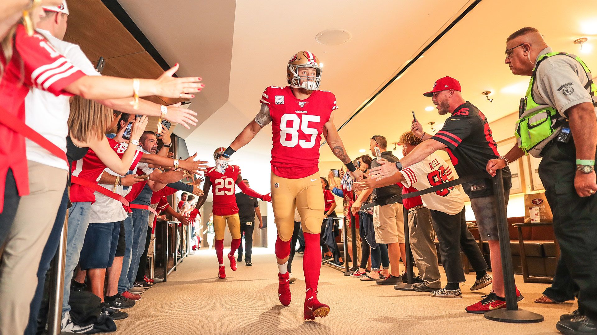 San Francisco 49ers: First look at @cantguard5 & @3_too_live in red and gold  @rkangphoto/NFL…