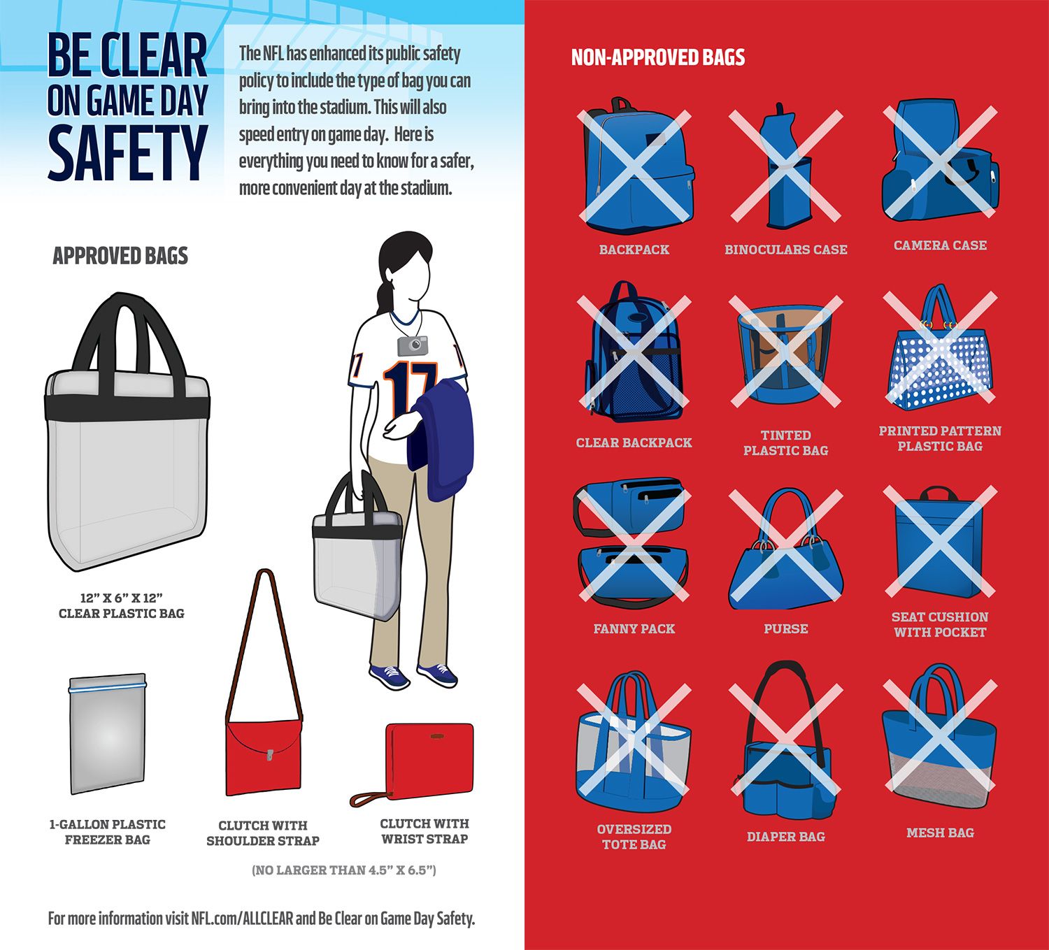 size of purse for nfl games