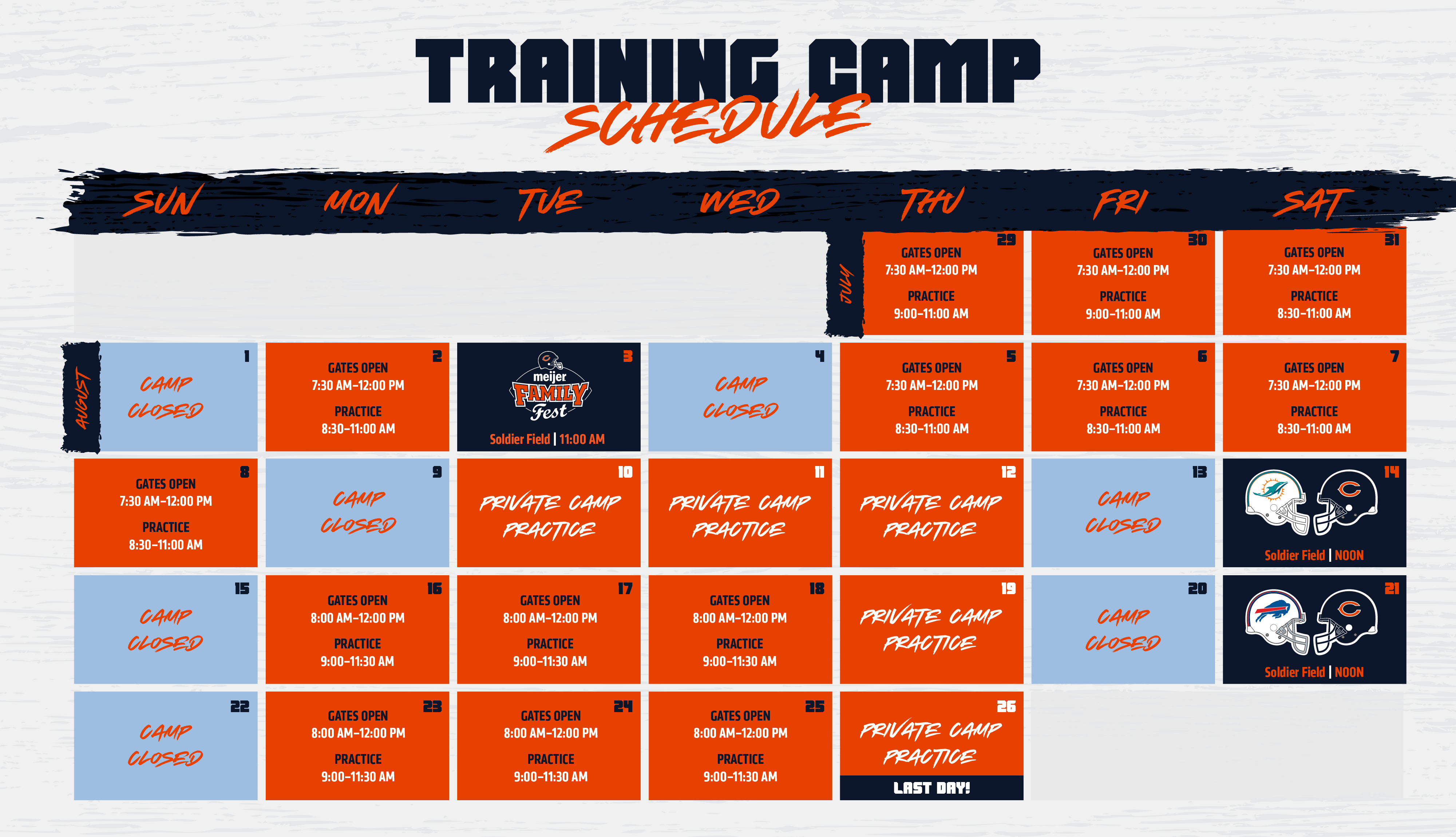 Training Camp Chicago Bears Official Website