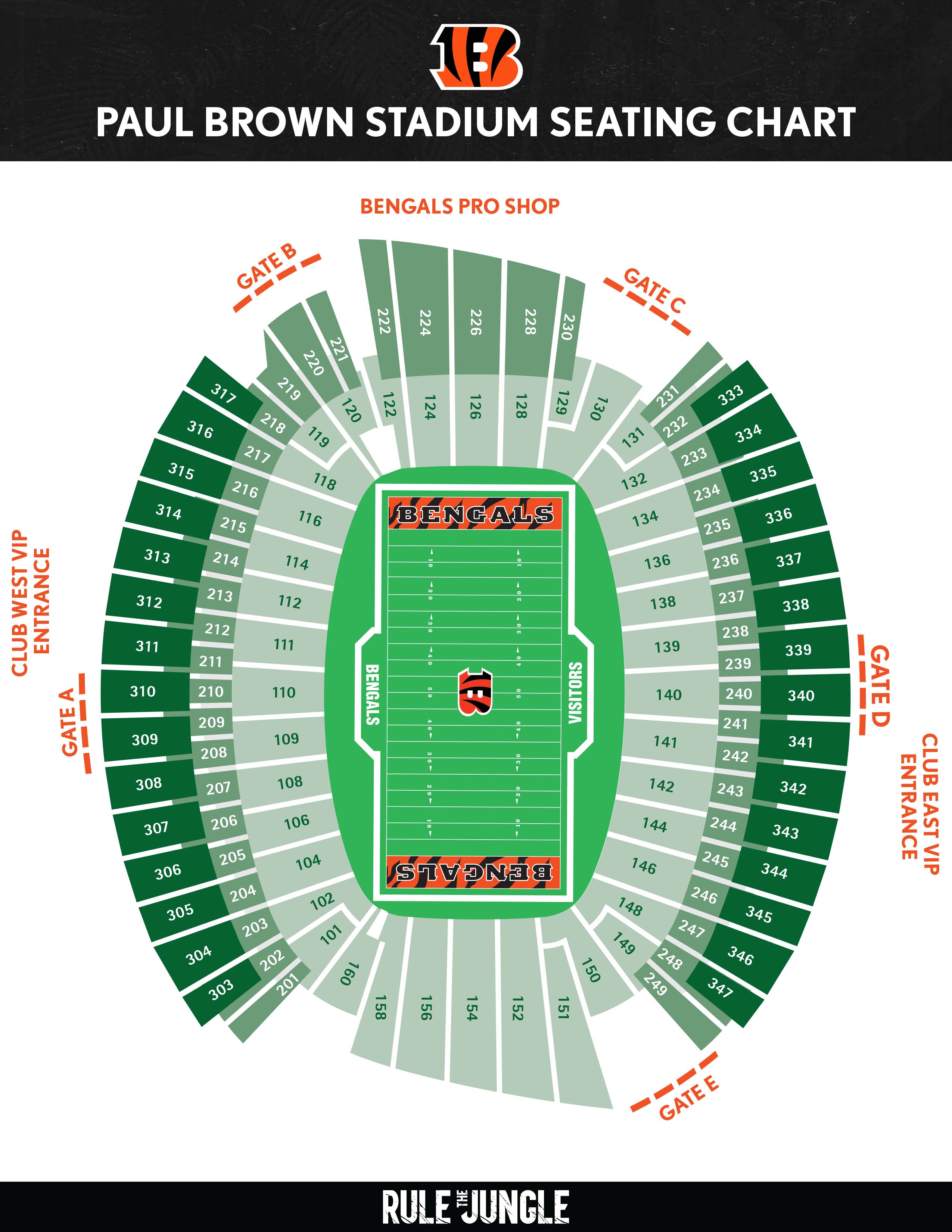 Paul Brown Stadium Map Bengals.com | Paul Brown Stadium Seating Chart