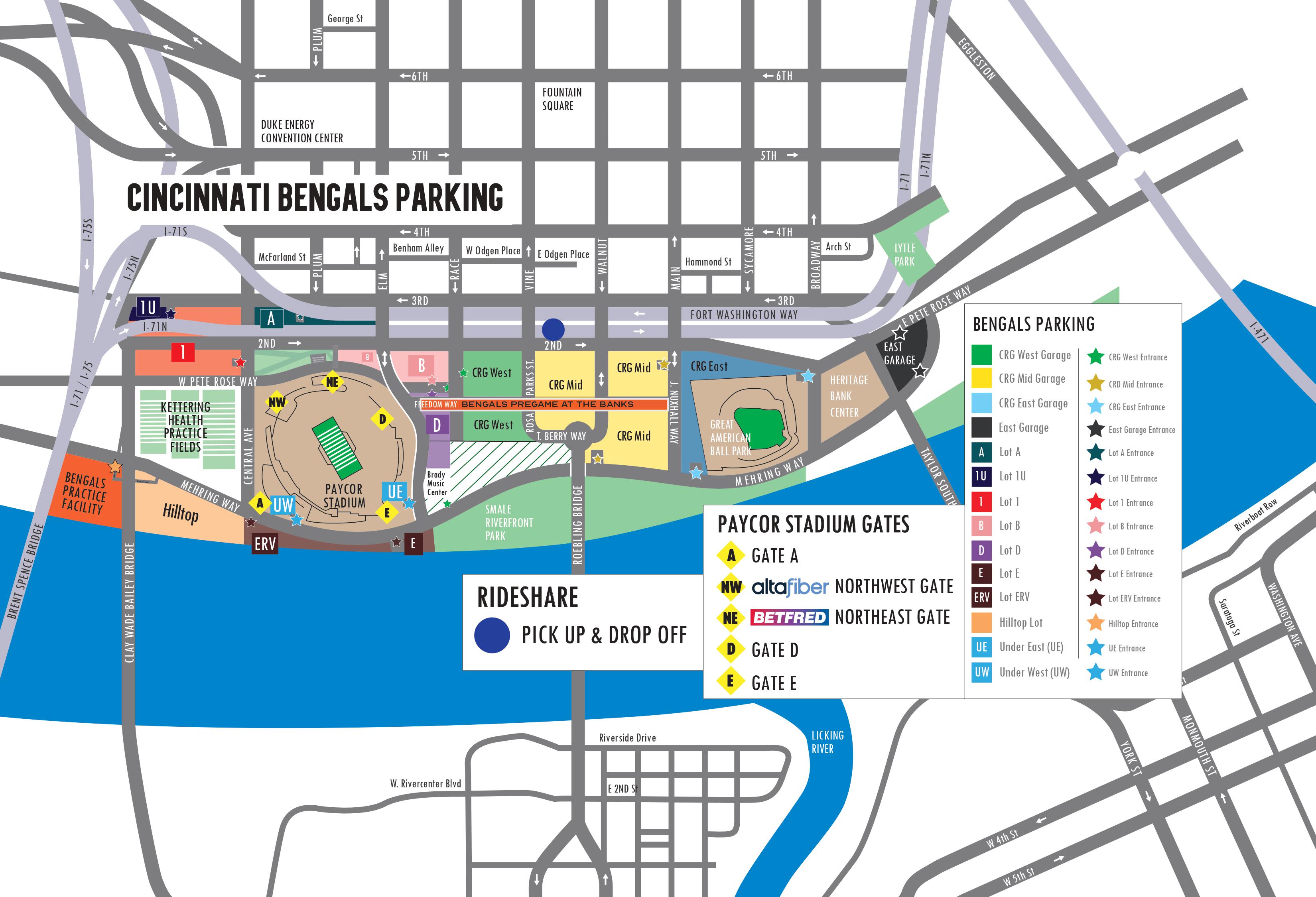 Paul Brown Stadium Concessions Map - Cincinnati Bengals