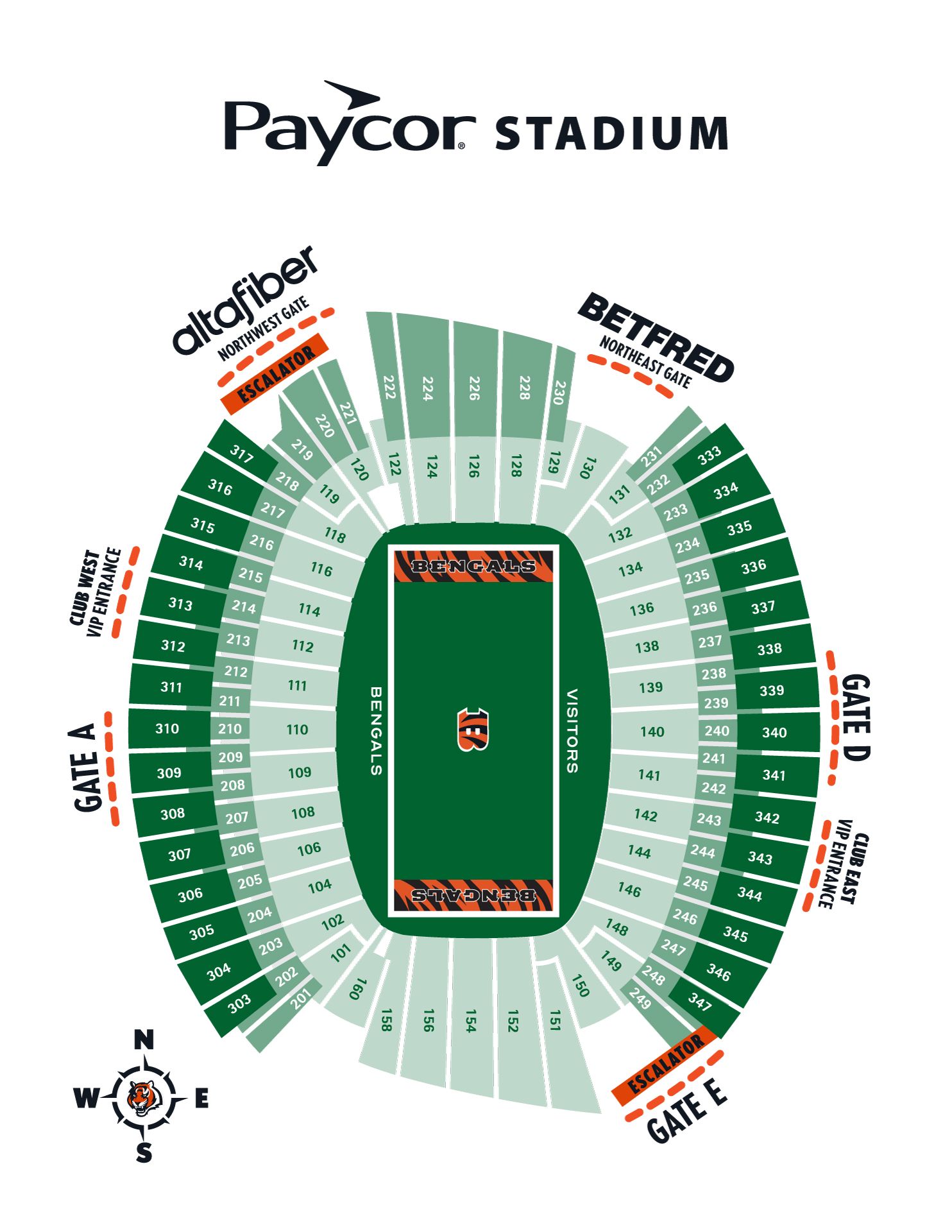 Cincinnati Bengals Interactive Seating Chart with Seat Views