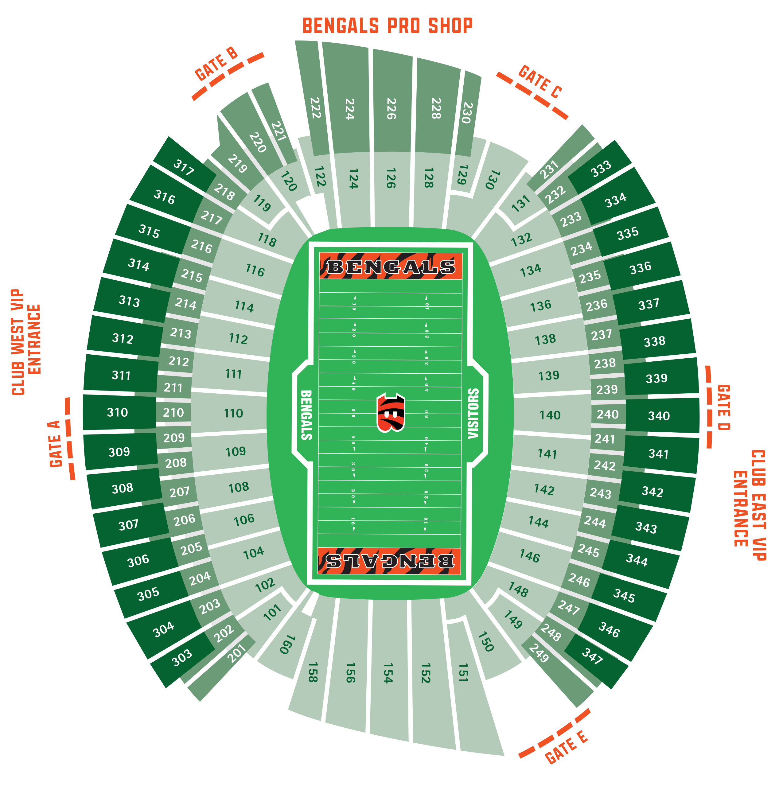 Bengals Com Paul Brown Stadium Seating Chart