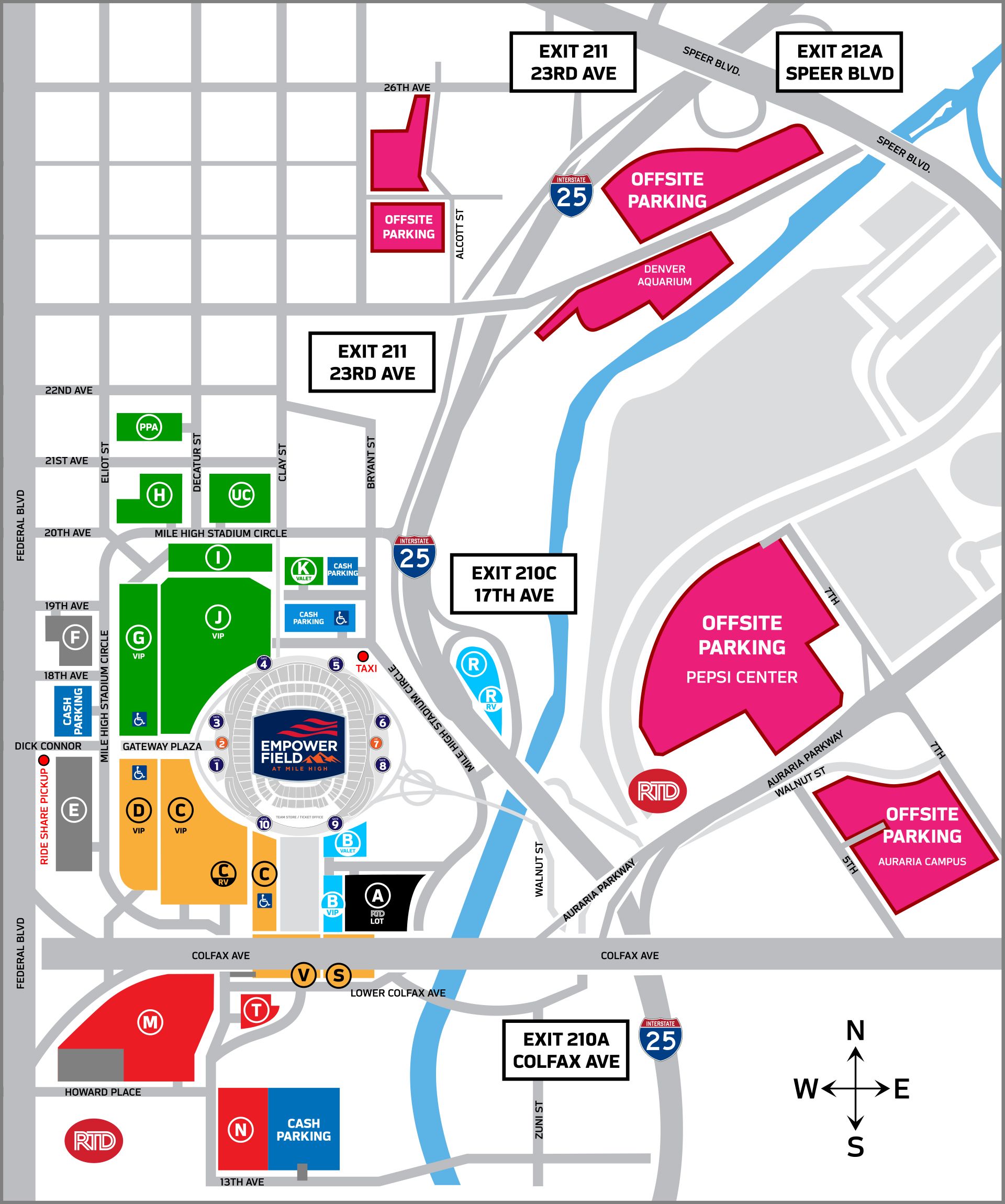 Broncos Stadium Parking Map Denver Broncos | Parking & Transportation