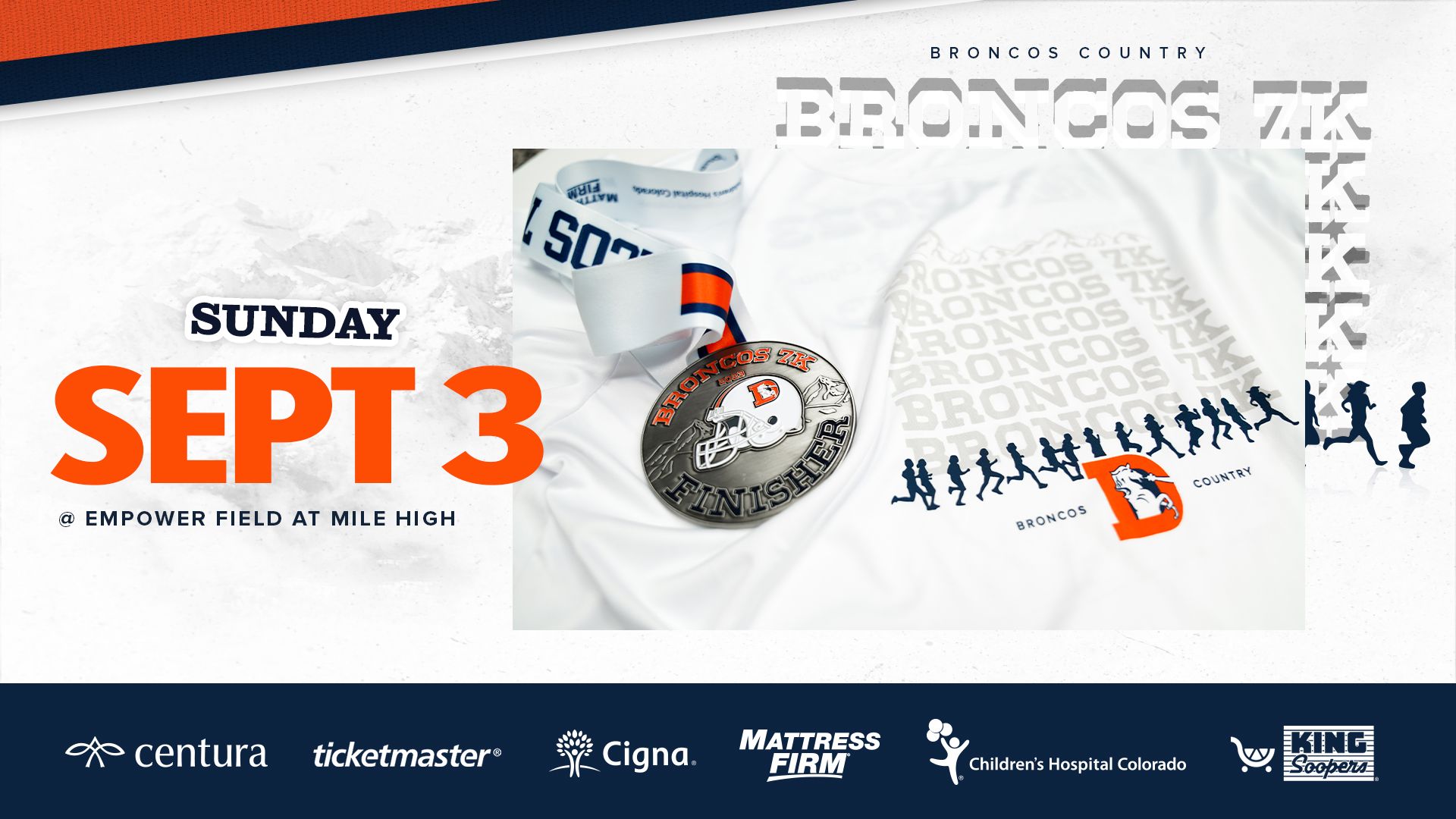 The 8th Annual Denver Broncos 7K is going VIRTUAL for 2020! The