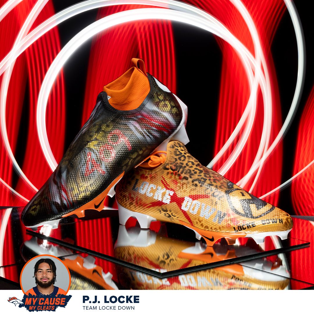 LV stepping 🔥👑 custom cleats made for @reemboi25 #broncos #nfl