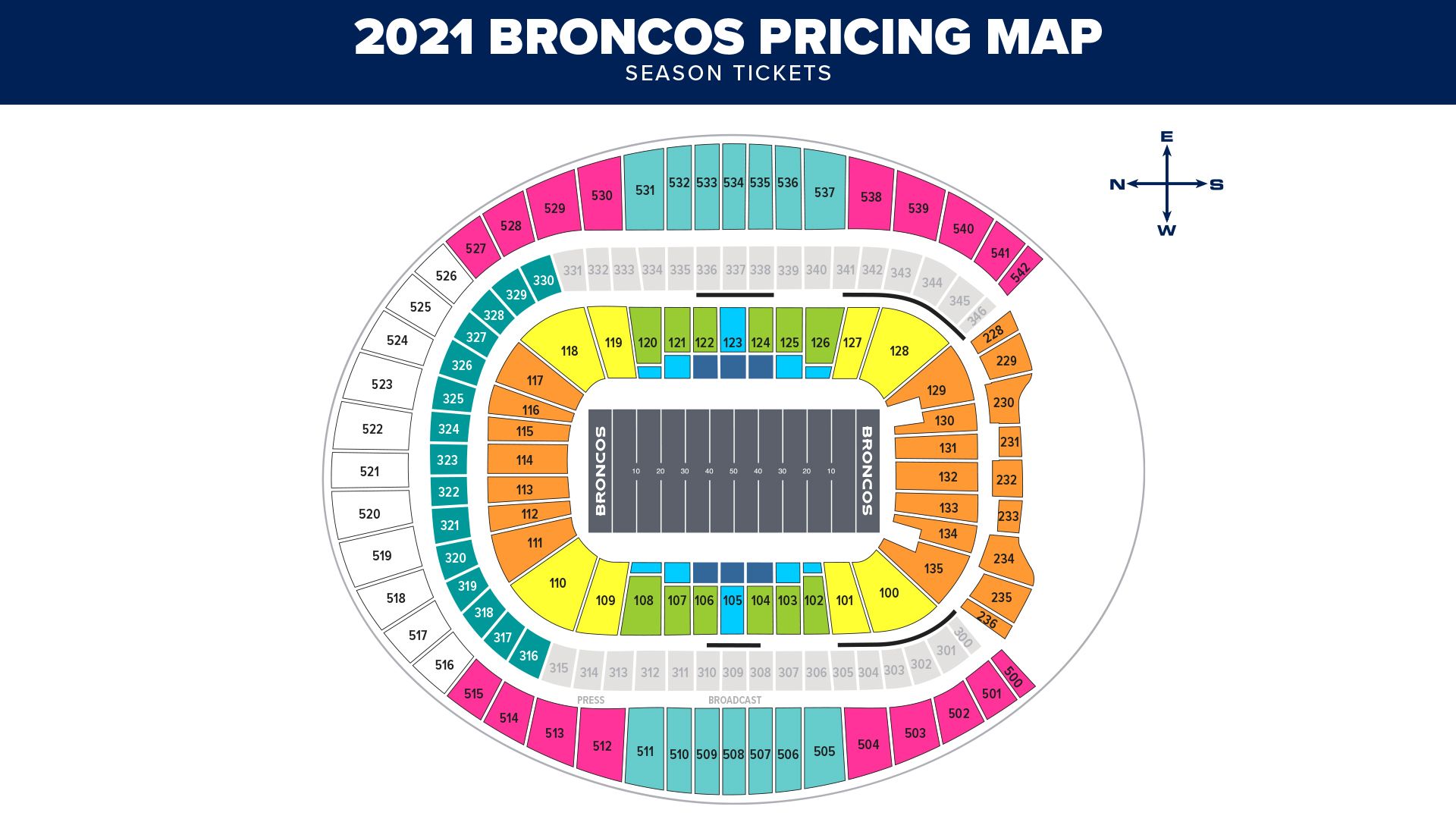 Denver Bronco Stadium Seating Chart