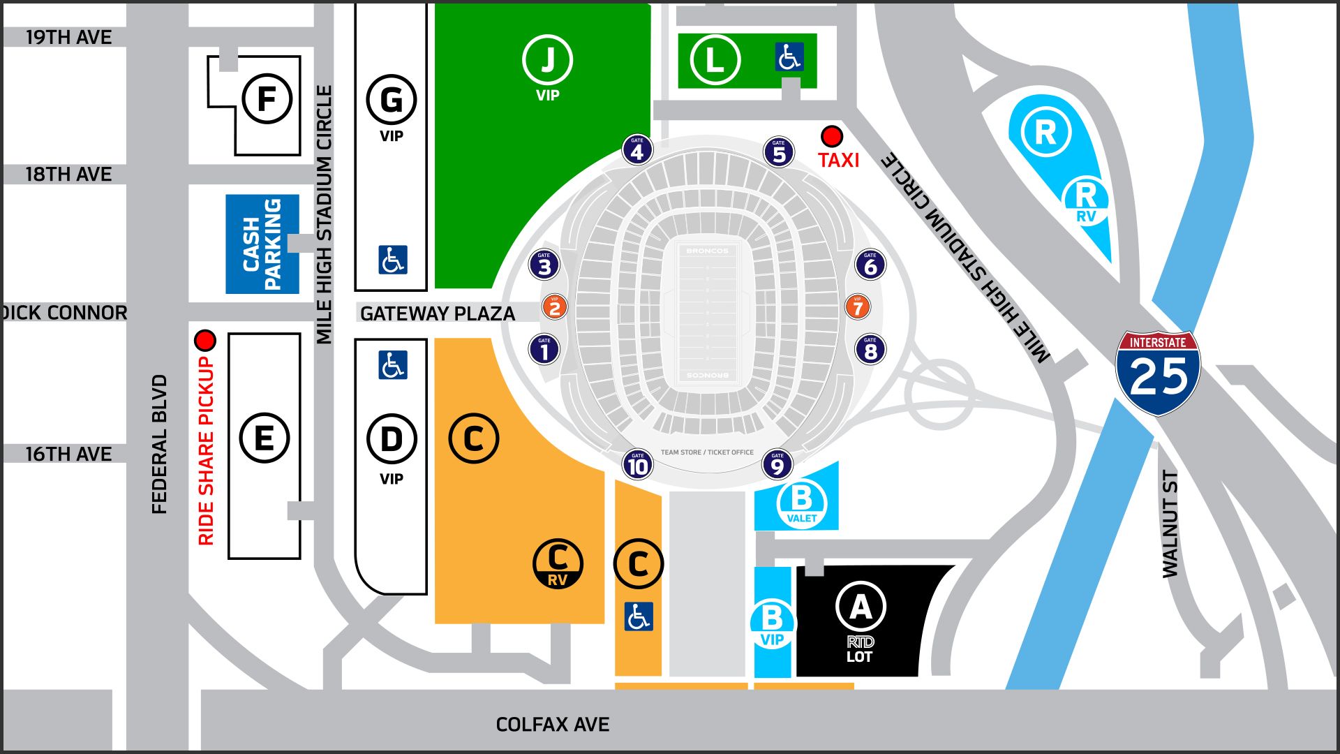 PARKING: Denver Broncos vs. New York Jets Tickets Sun, Oct 8, 2023 2:25 pm  at Empower Field At Mile High Parking Lots in Denver, CO