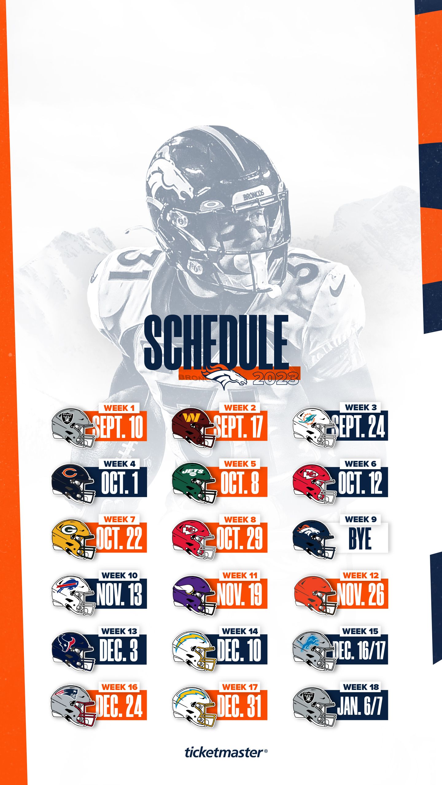 2021-2022 Denver Broncos Wallpaper Schedule