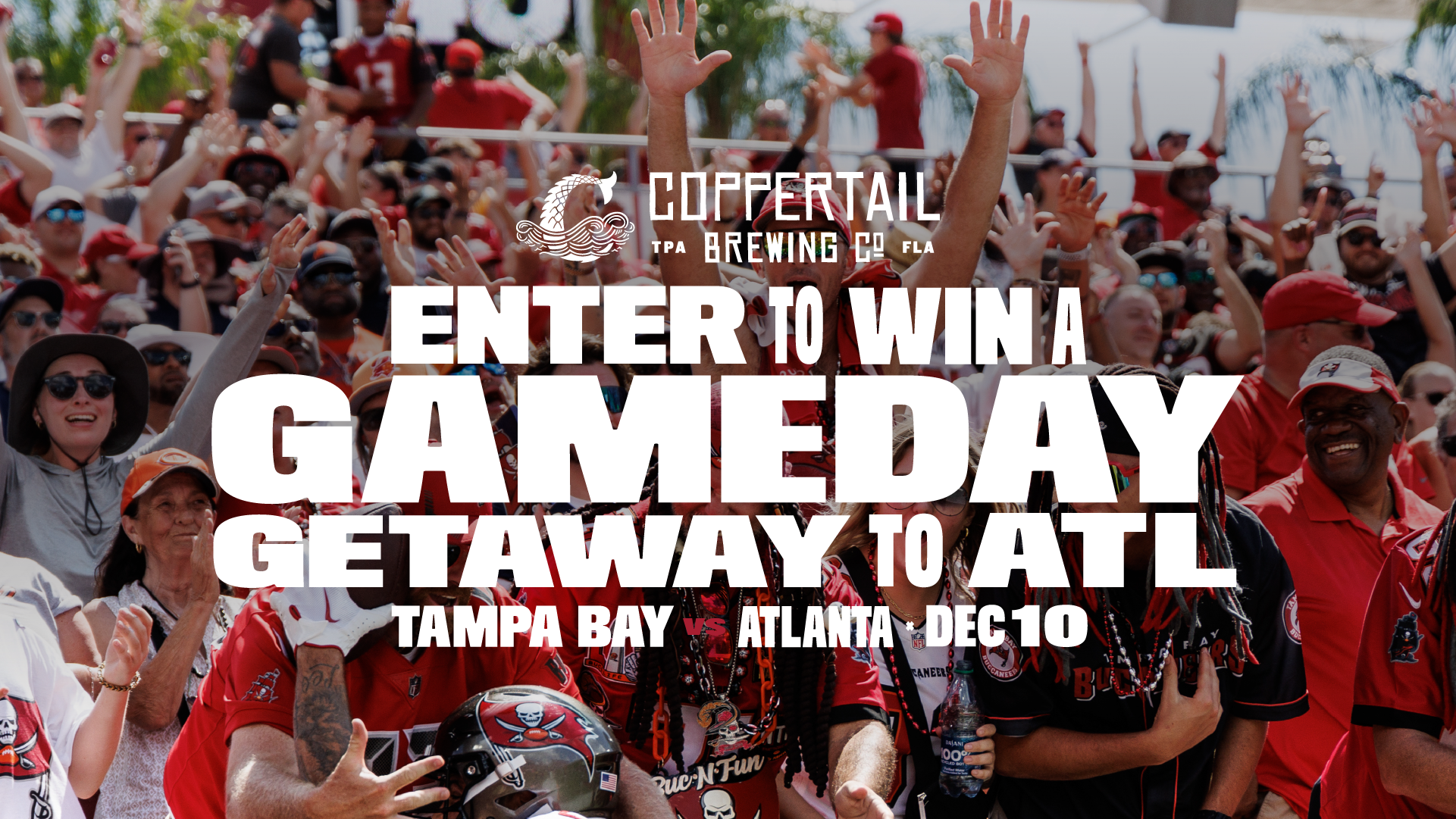enter to win a gameday getaway to atlanta - bucs vs falcons dec 10 - coppertail brewing co