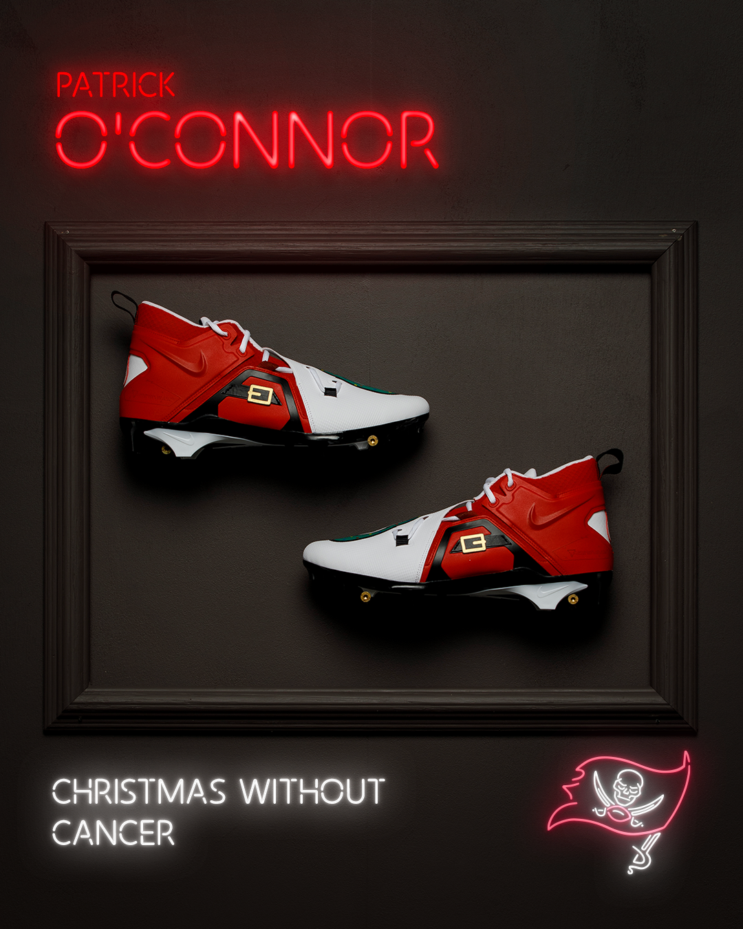 Tampa Bay Buc Pat O'Connor Raffles Shoe For Christmas Without Cancer