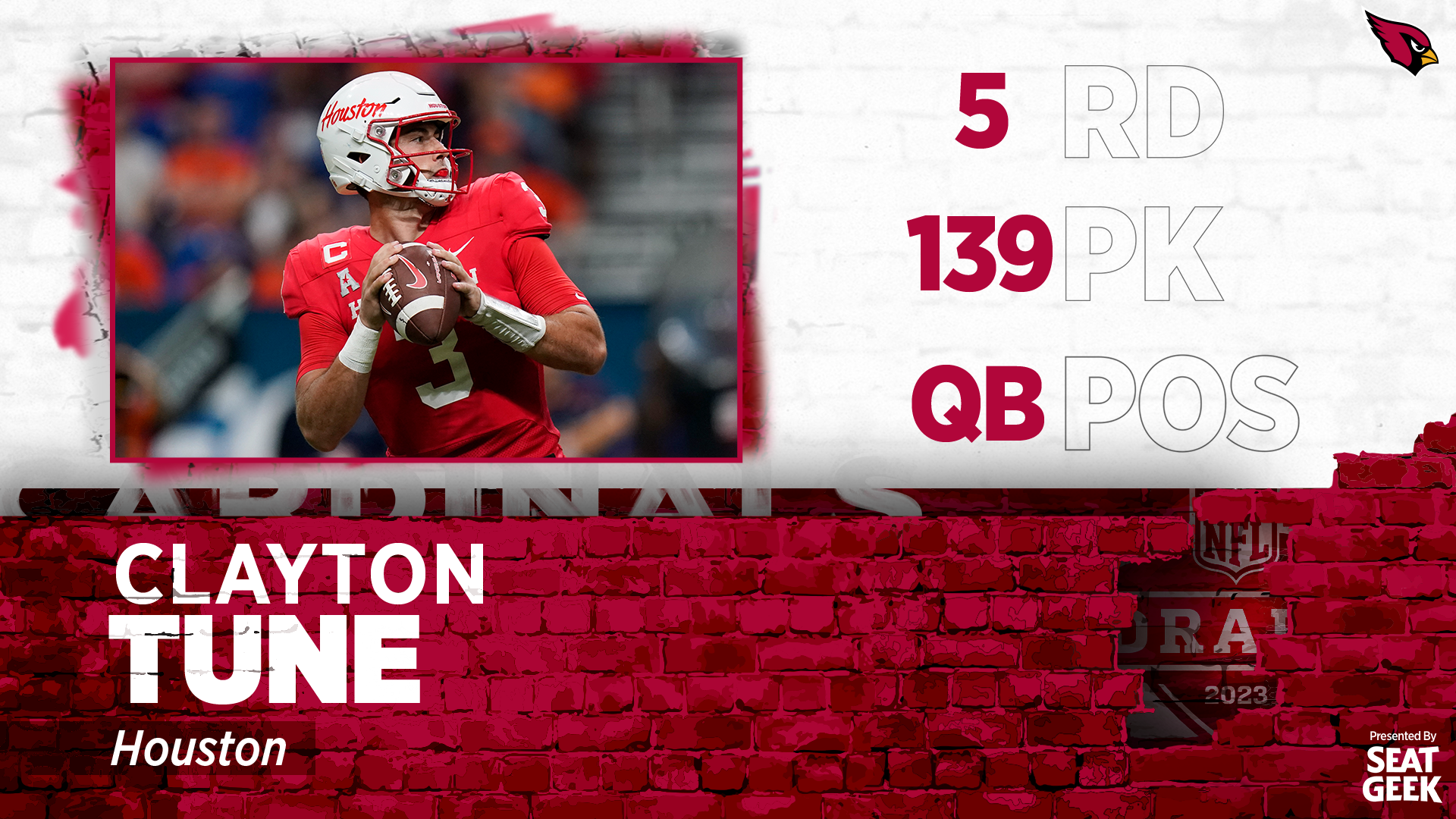 Round 5 - Pick 5: Clayton Tune, QB, Houston (Arizona Cardinals