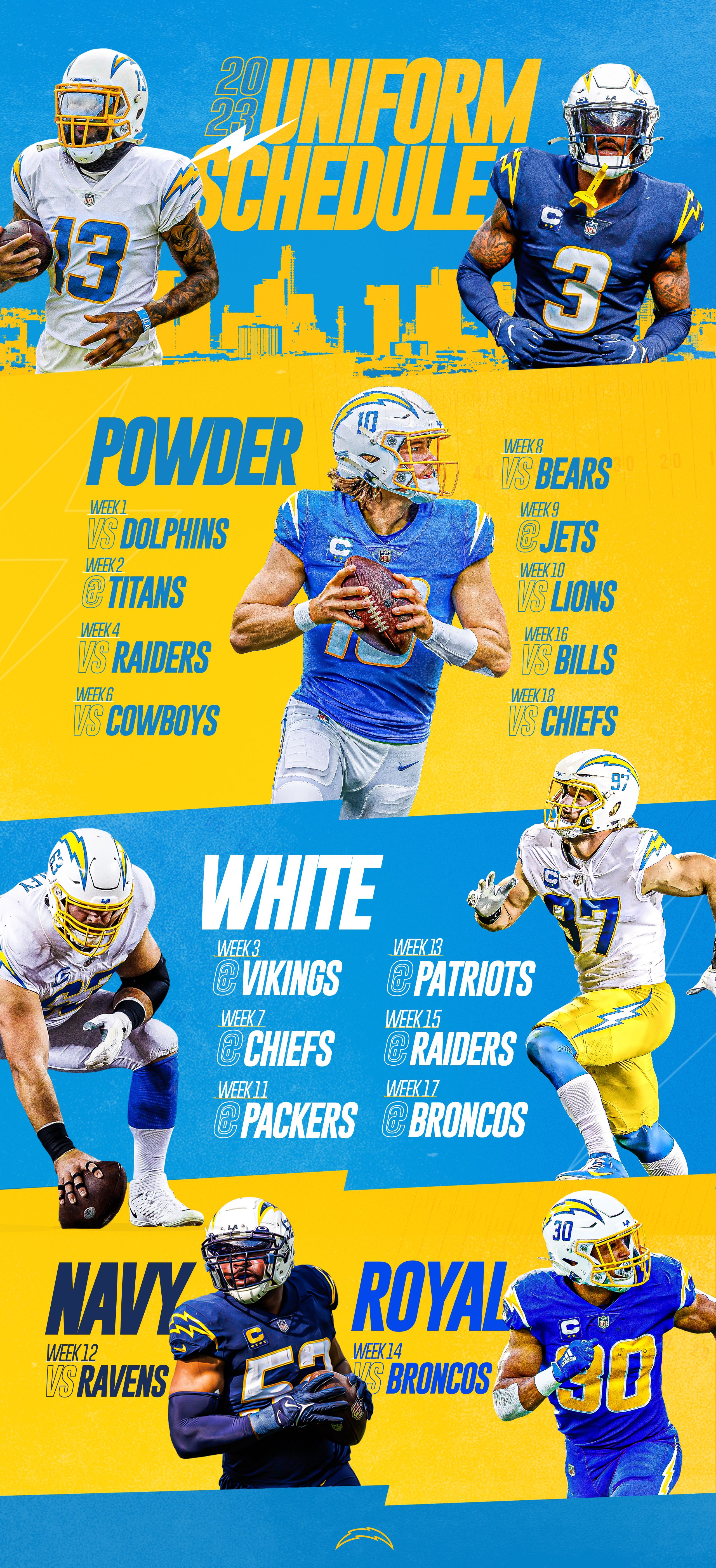 all chargers uniforms