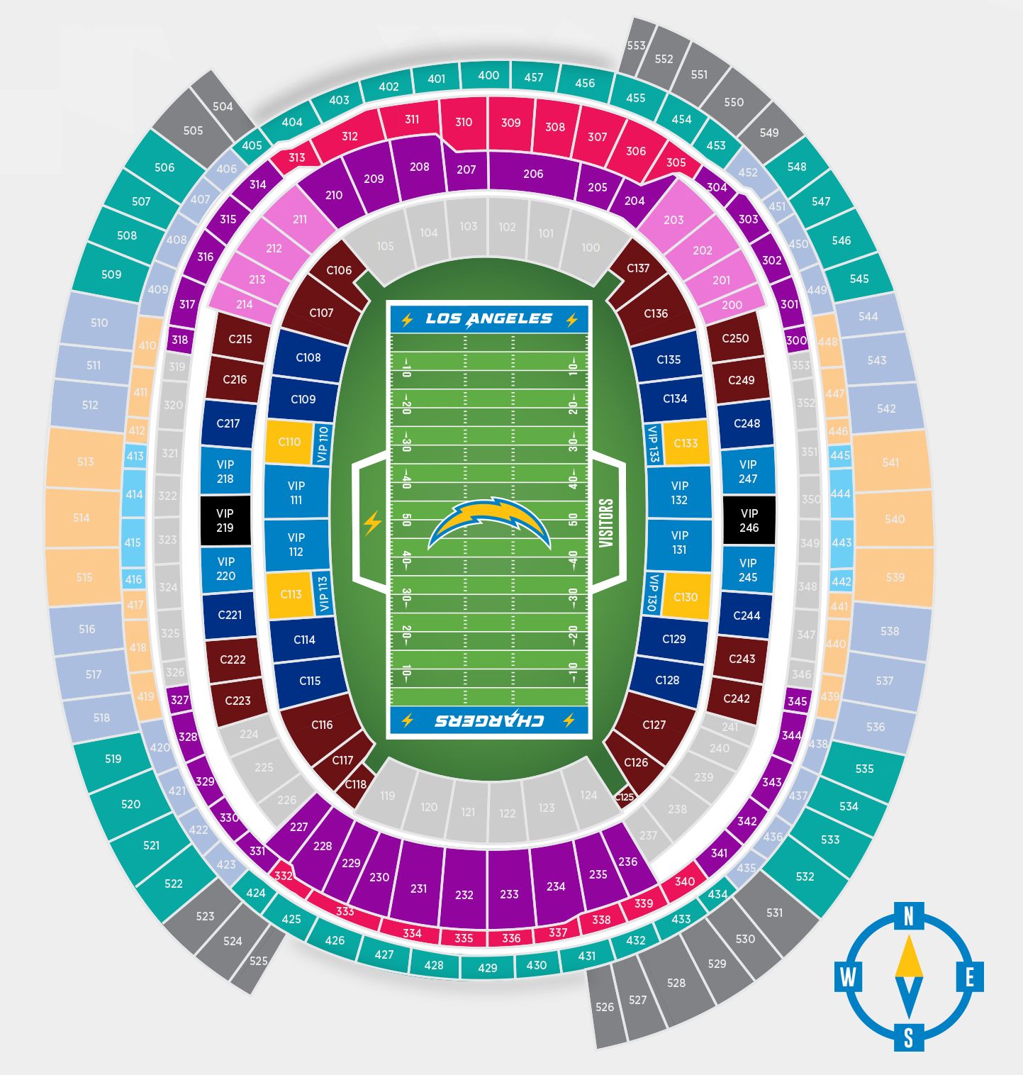 Chargers Seating Map & Benefits  Los Angeles Chargers 