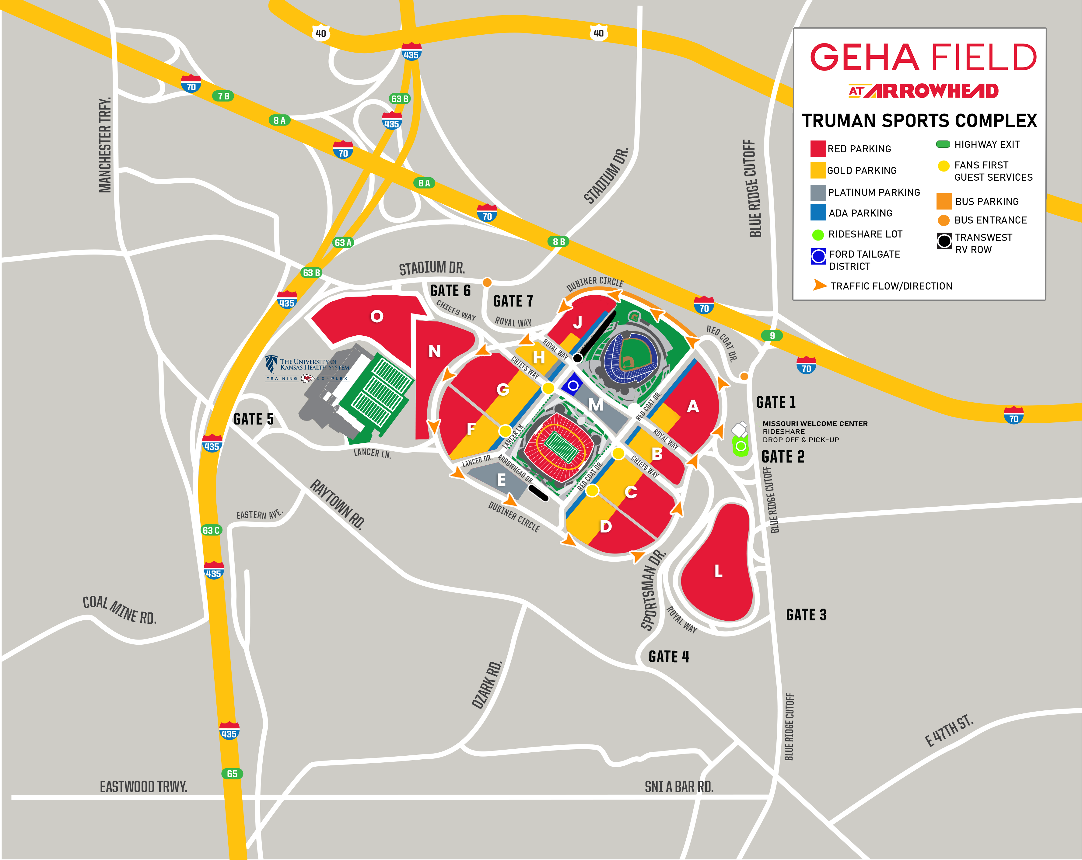 GEHA Field at Arrowhead Field Level Map