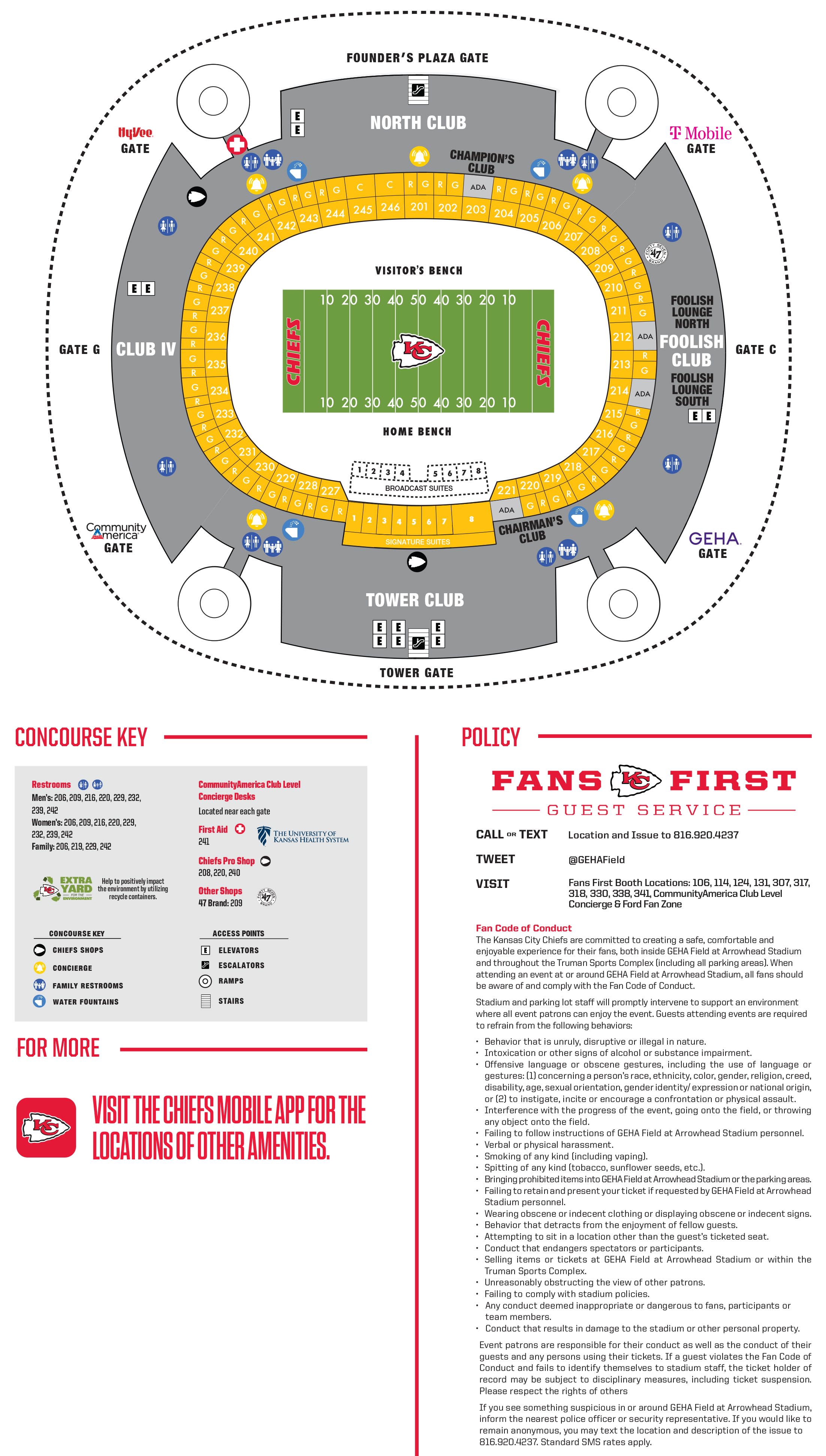 Arrowhead Communityamerica Club Level Map Kansas City Chiefs Chiefs Com