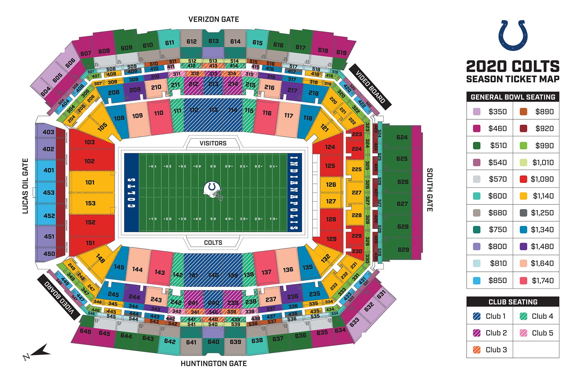 Colts 2022 Season Ticket Price Map