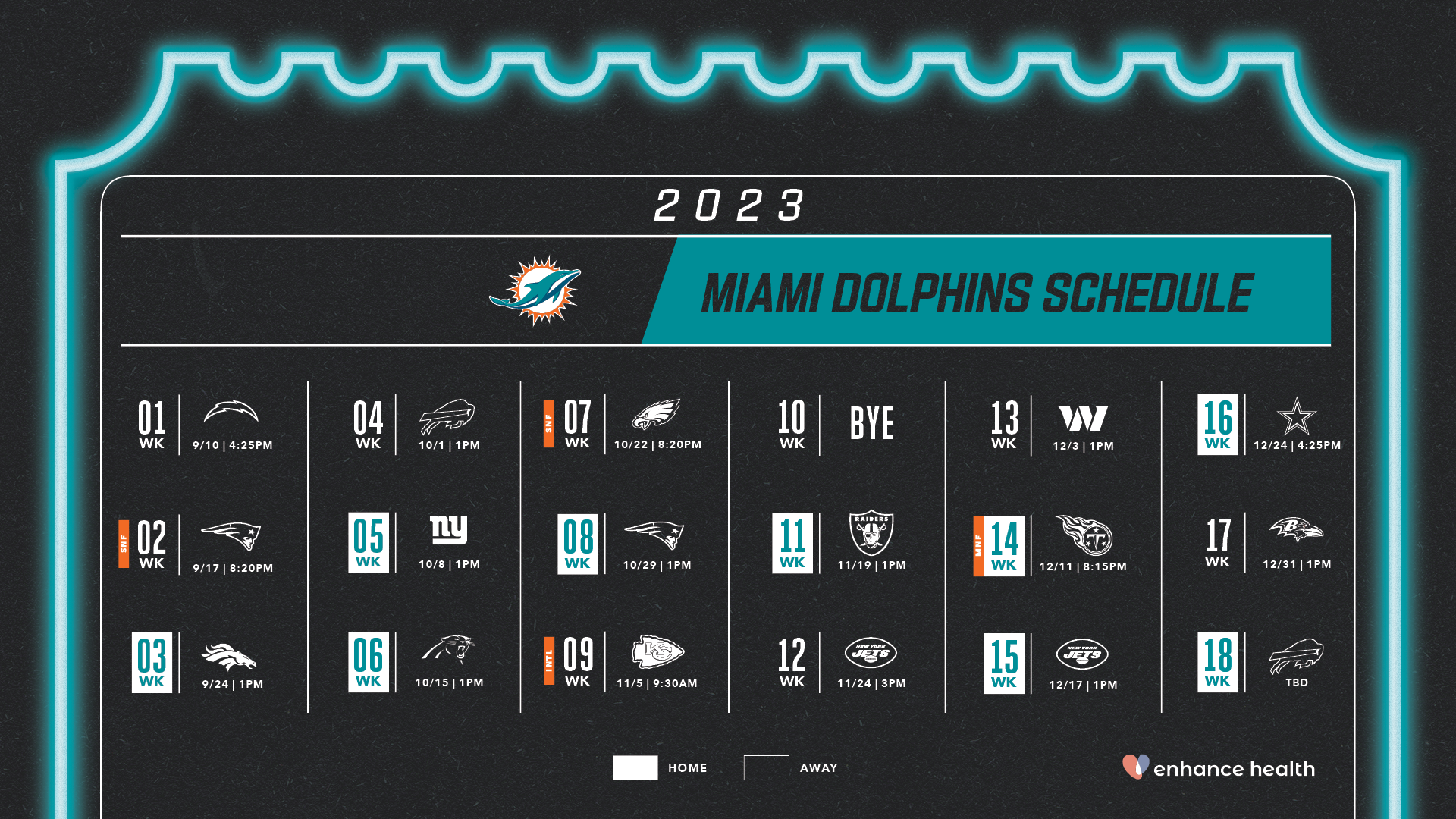 2023-24 Miami Dolphins Wallpaper Lock Screen Schedule 