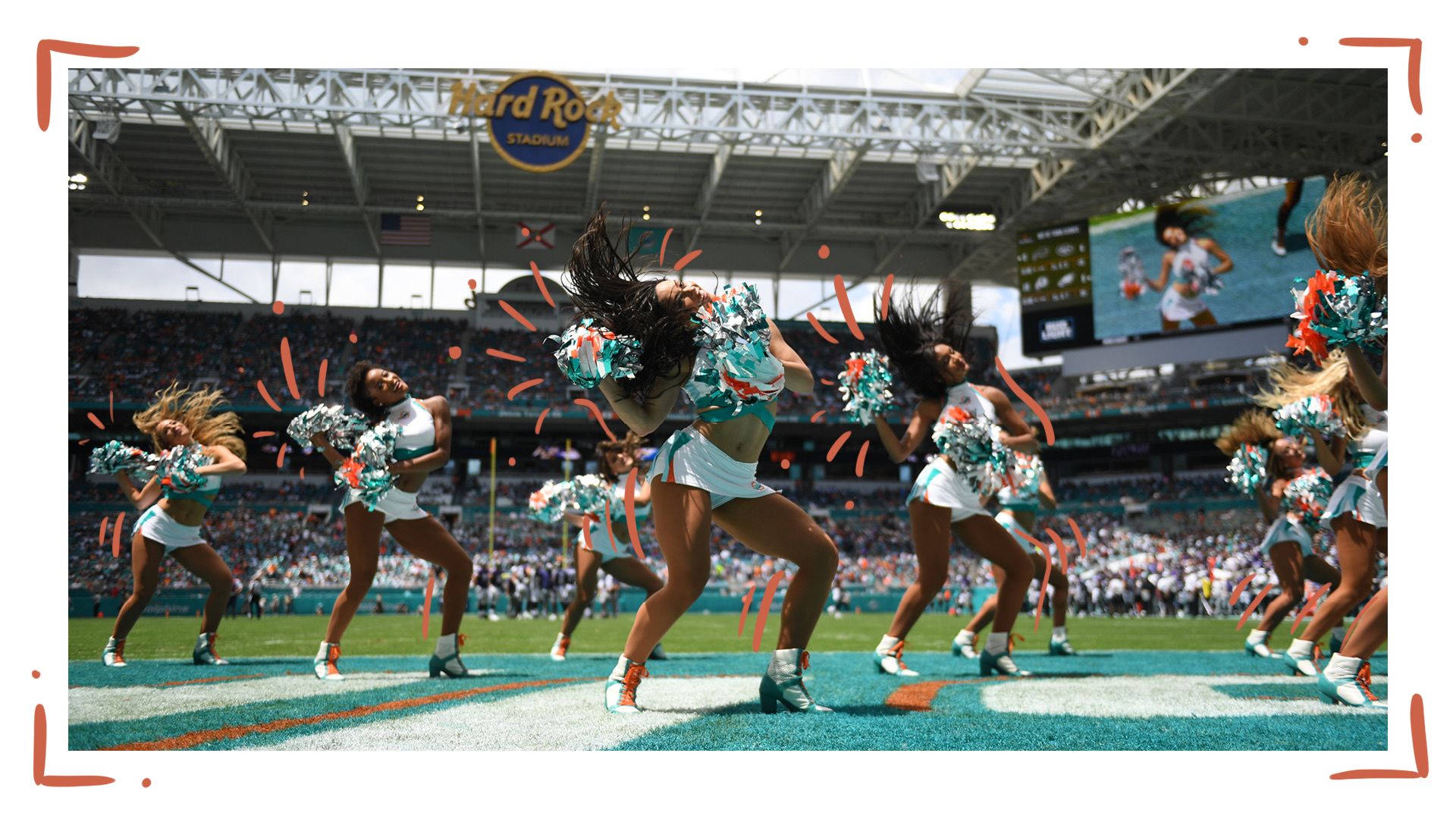 Image: Dolphins Cheerleaders Cheering At Hard Rock Stadium
