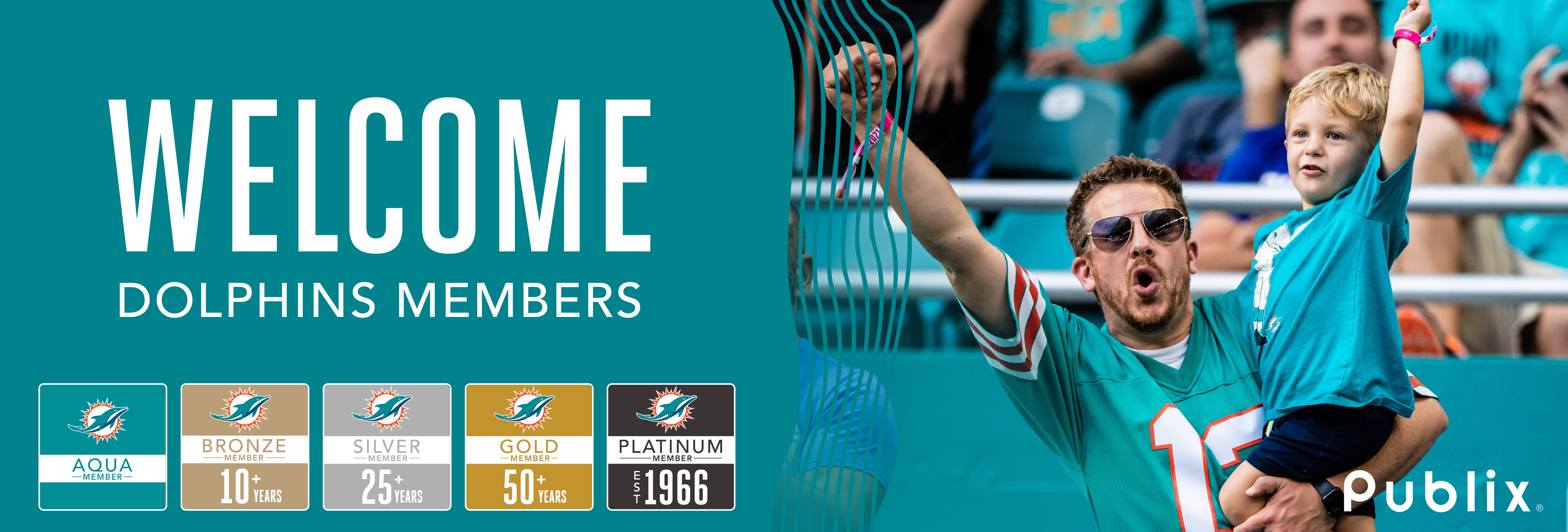 WELCOME DOLPHINS MEMBERS

Aqua Member / Bronze Member / Silver Member / Gold Member / Platinum Member

Publix logo