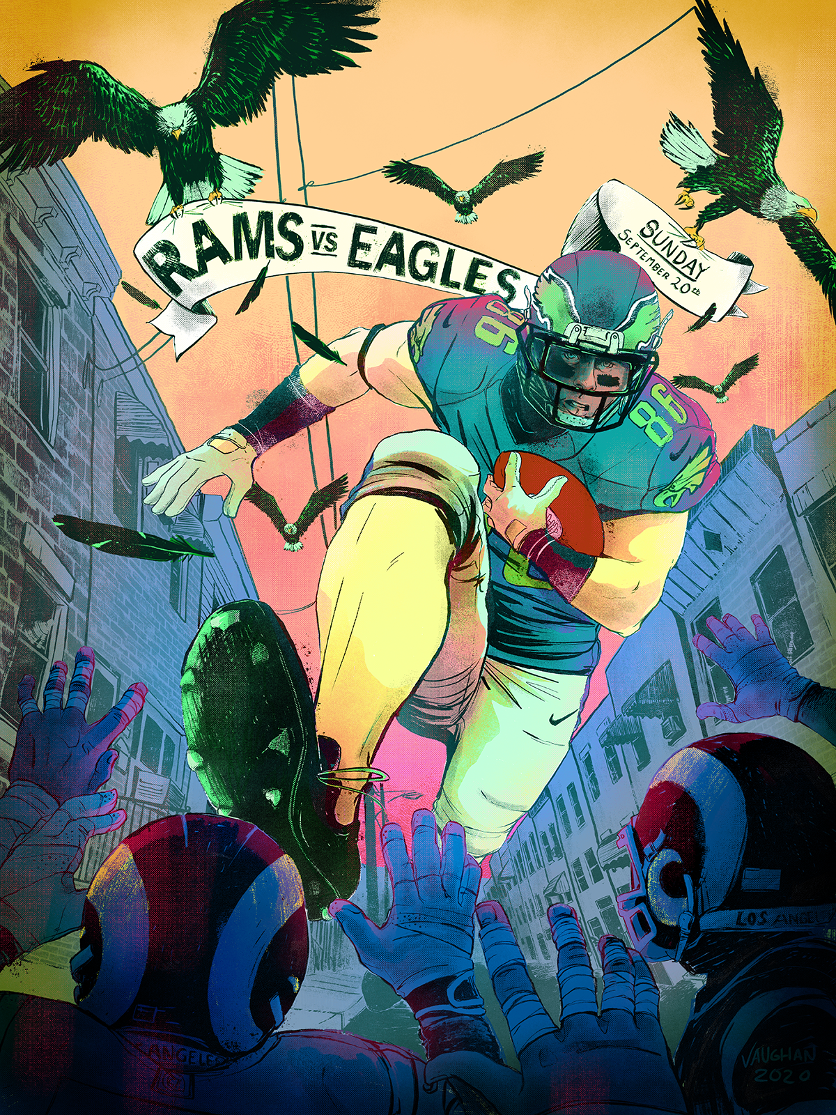 Philadelphia Eagles vs. Washington Commanders Poster, Custom prints store