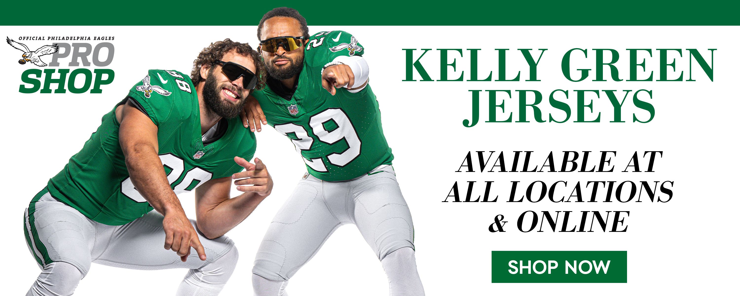 Get your Eagles Kelly Green Jersey and Gear now