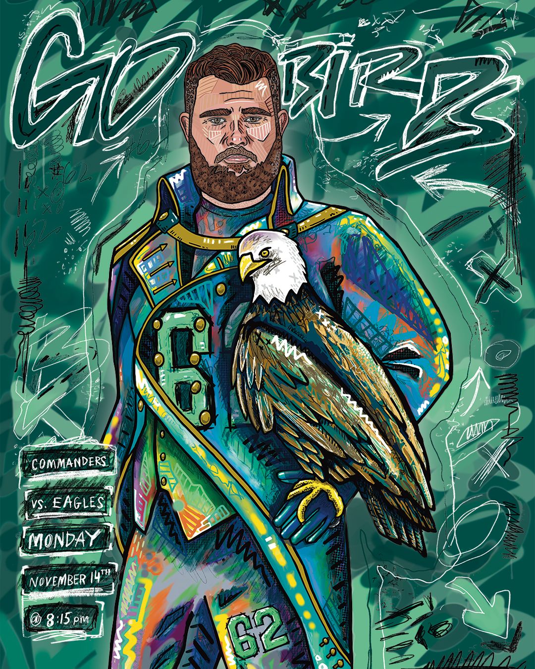 EAGLES GAME DAY POSTER  Jason Piperberg Illustration