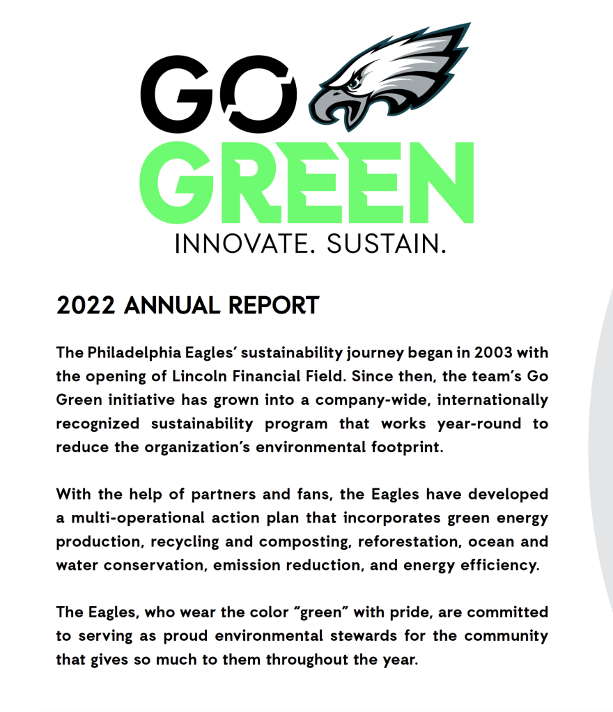 Philadelphia Eagles lead from the front in 'Green' initiatives - Coliseum