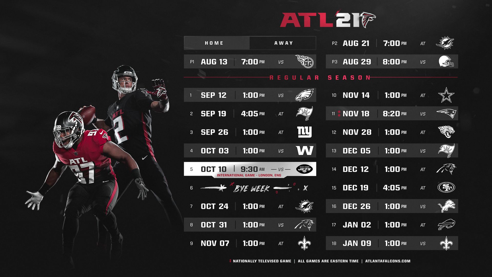 2021 Atlanta Falcons schedule released