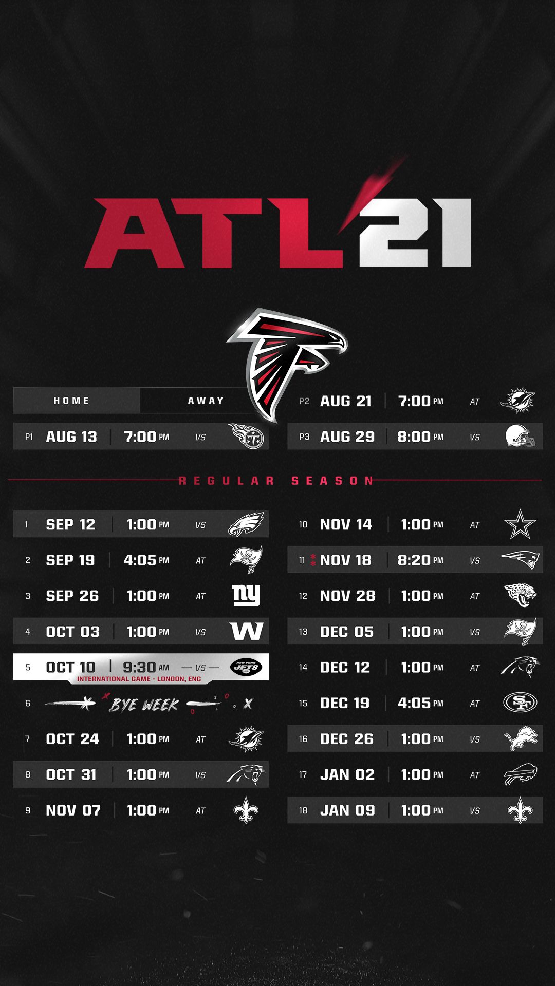 Printable 2022-2023 Atlanta Falcons Schedule