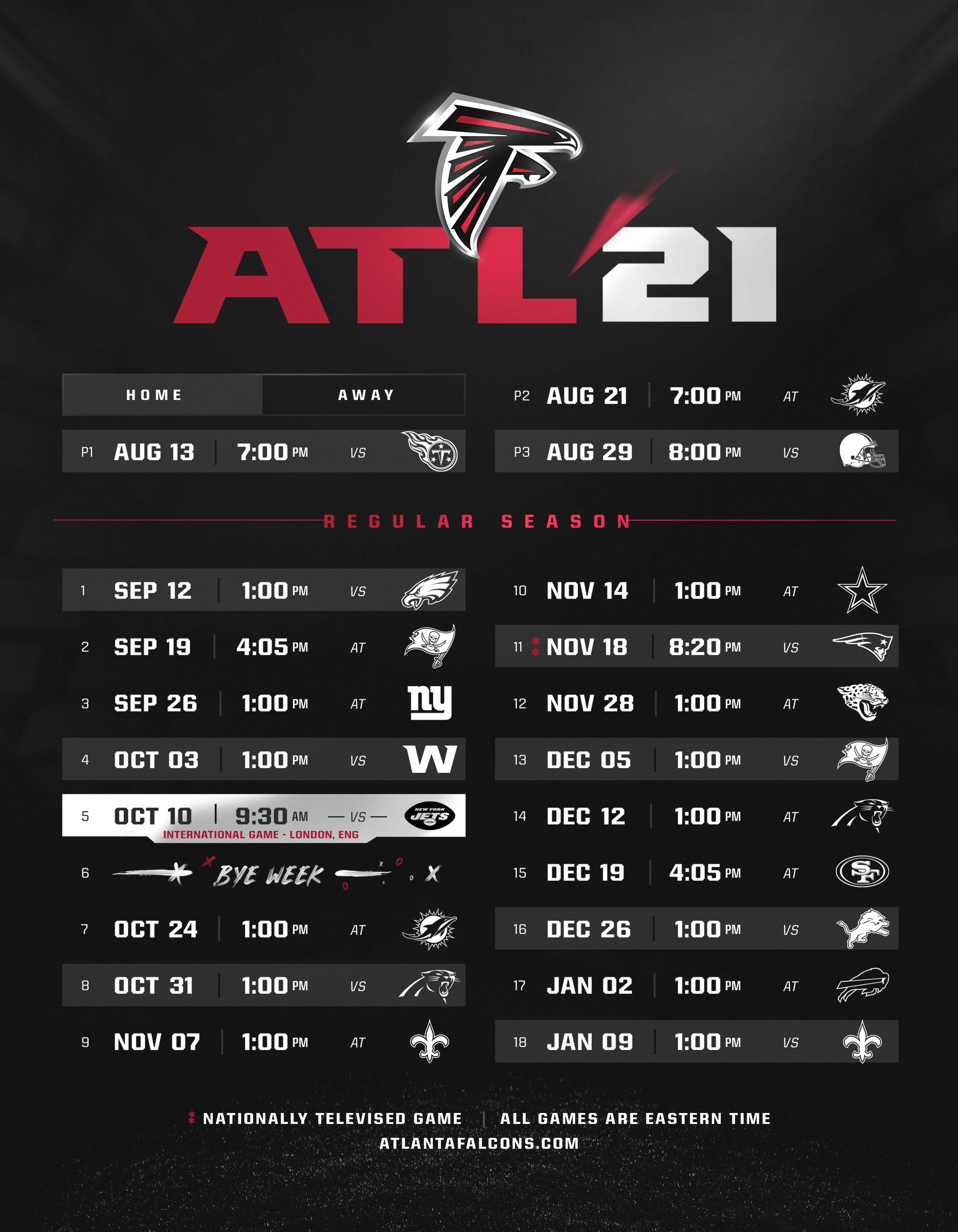 Atlanta Falcons 2025 Football Schedule