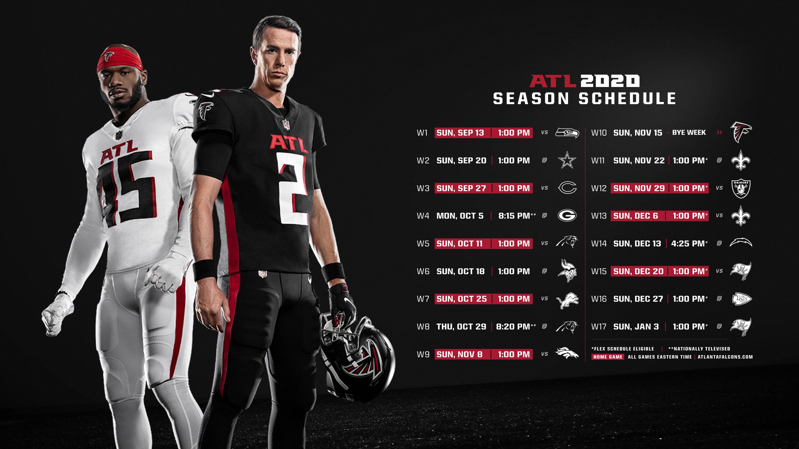 Atlanta Falcons - Schedule release on Thursday 