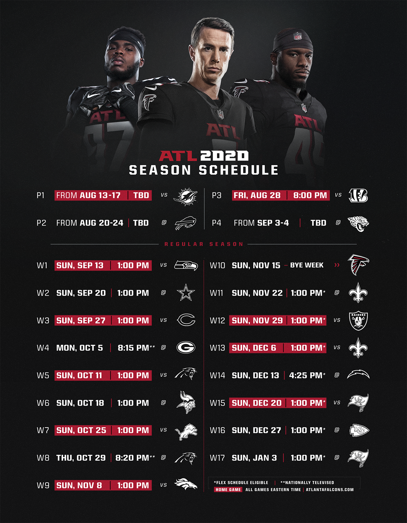 Printable Falcons Schedule Customize and Print