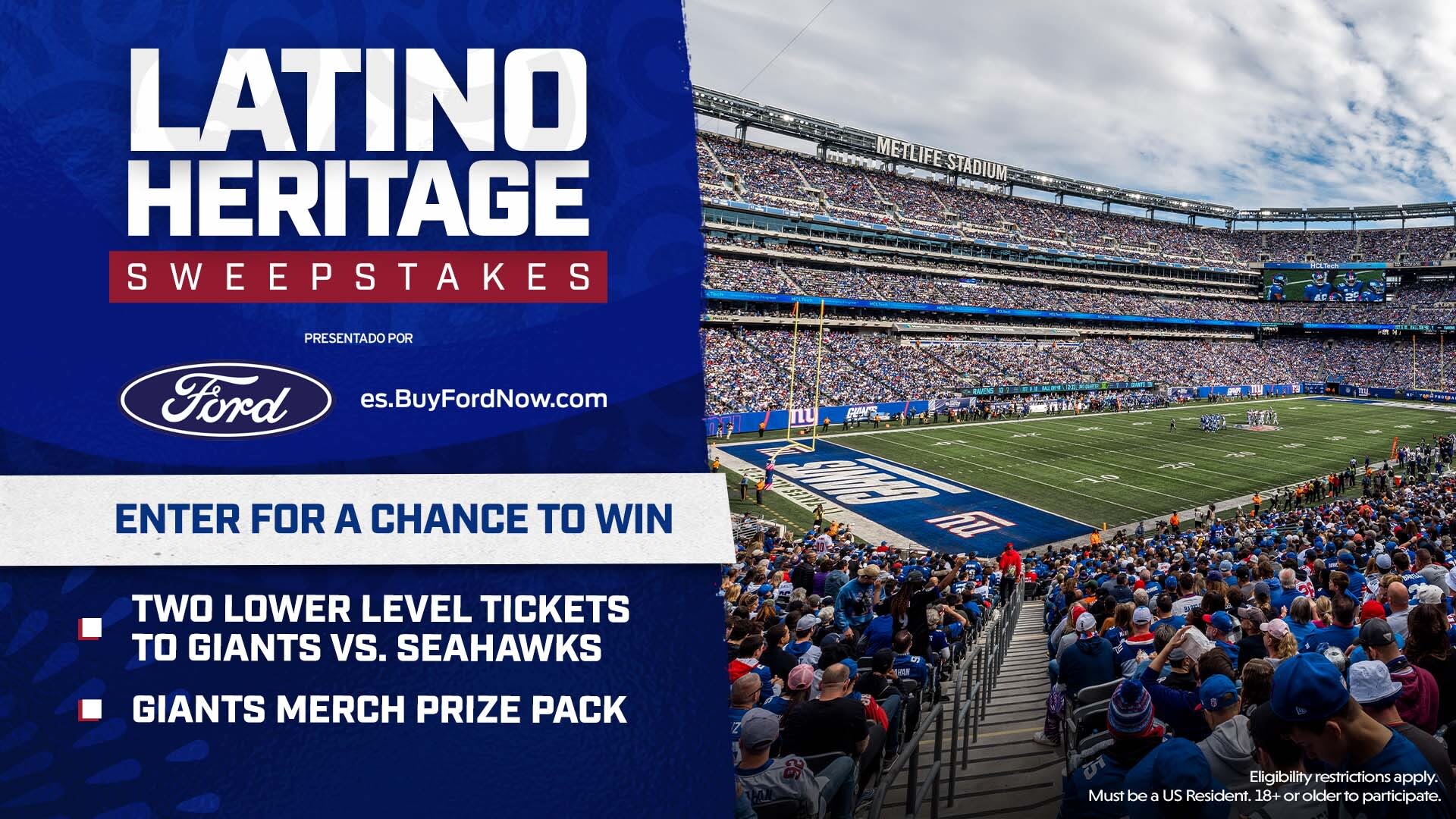 Enter for a chance to win two tickets to Giants vs. Seahawks and a Giants  prize pack