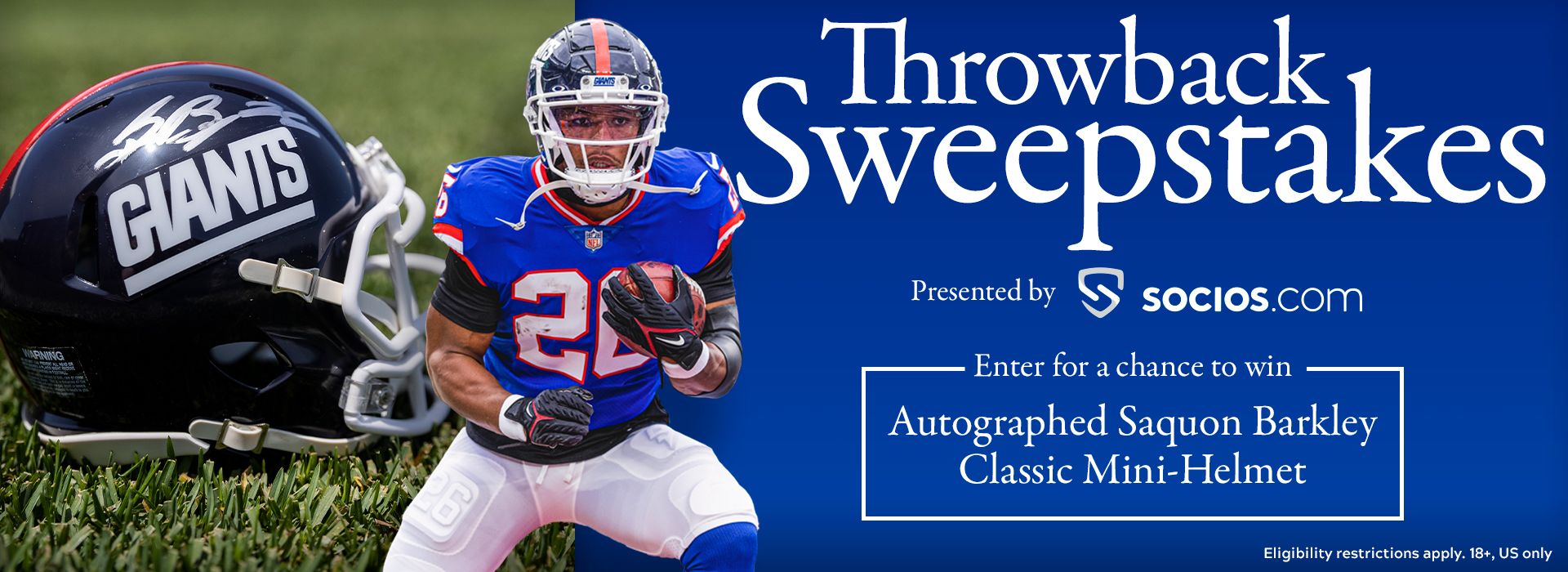 Giants Sweepstakes  Enter for a chance to win an autographed Saquon Barkley  classic mini helmet