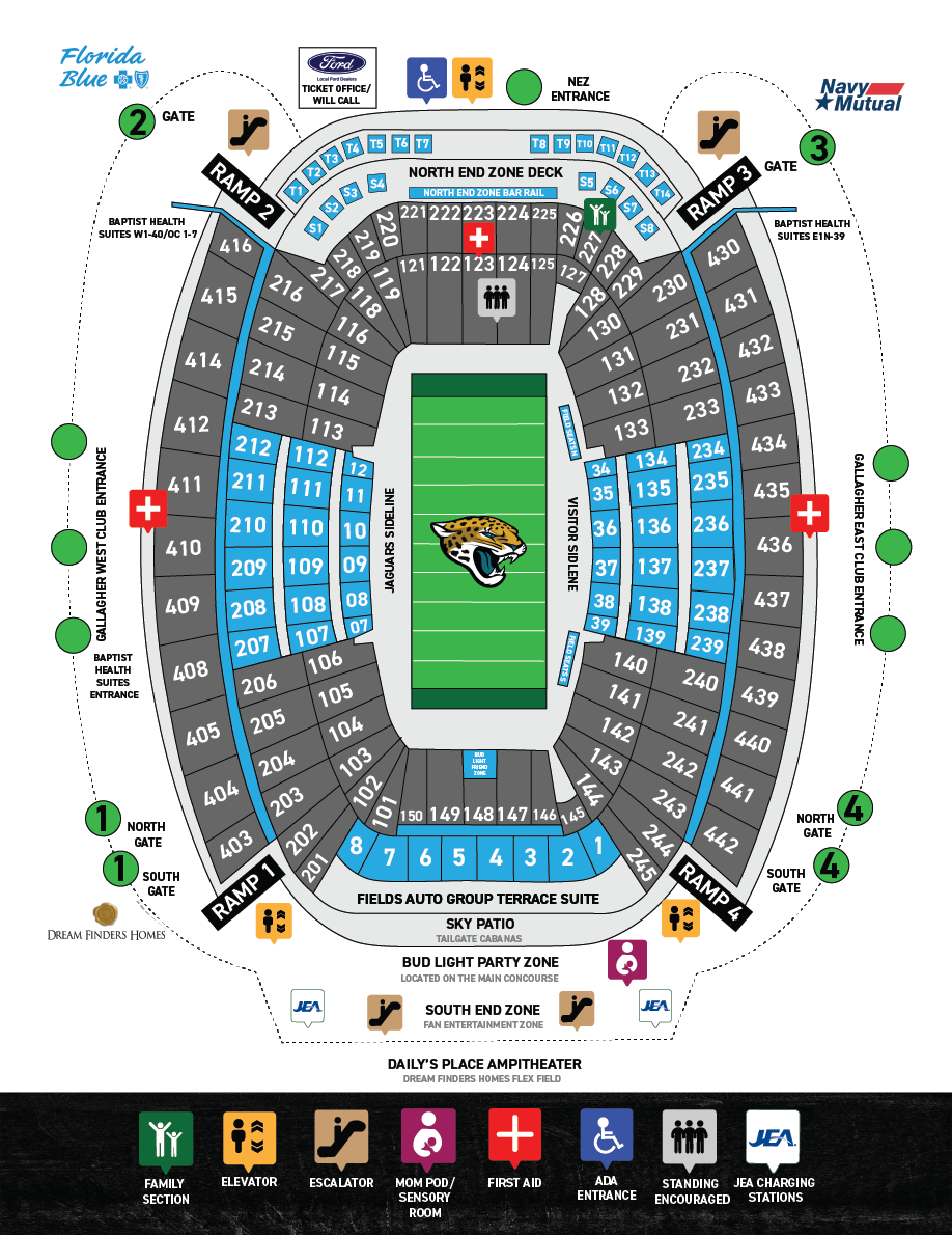 Jaguars Seating Map  Jacksonville Jaguars 