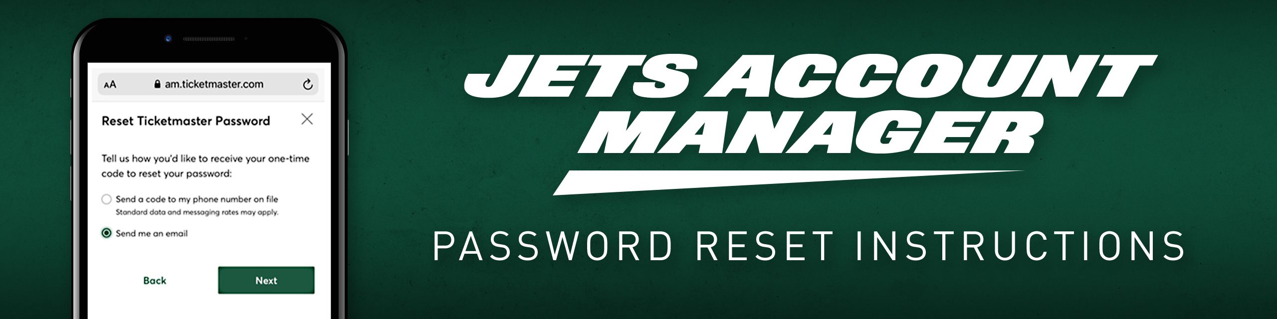 New York Jets  Account Manager Password Reset