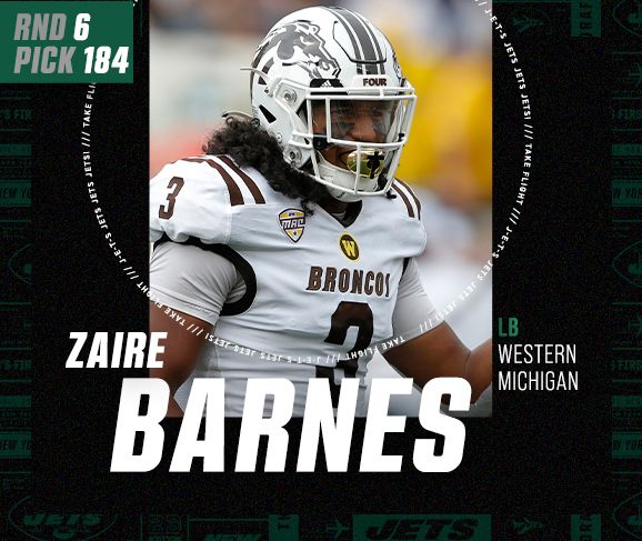 Western Michigan OLB Zaire Barnes selected 184th overall by New