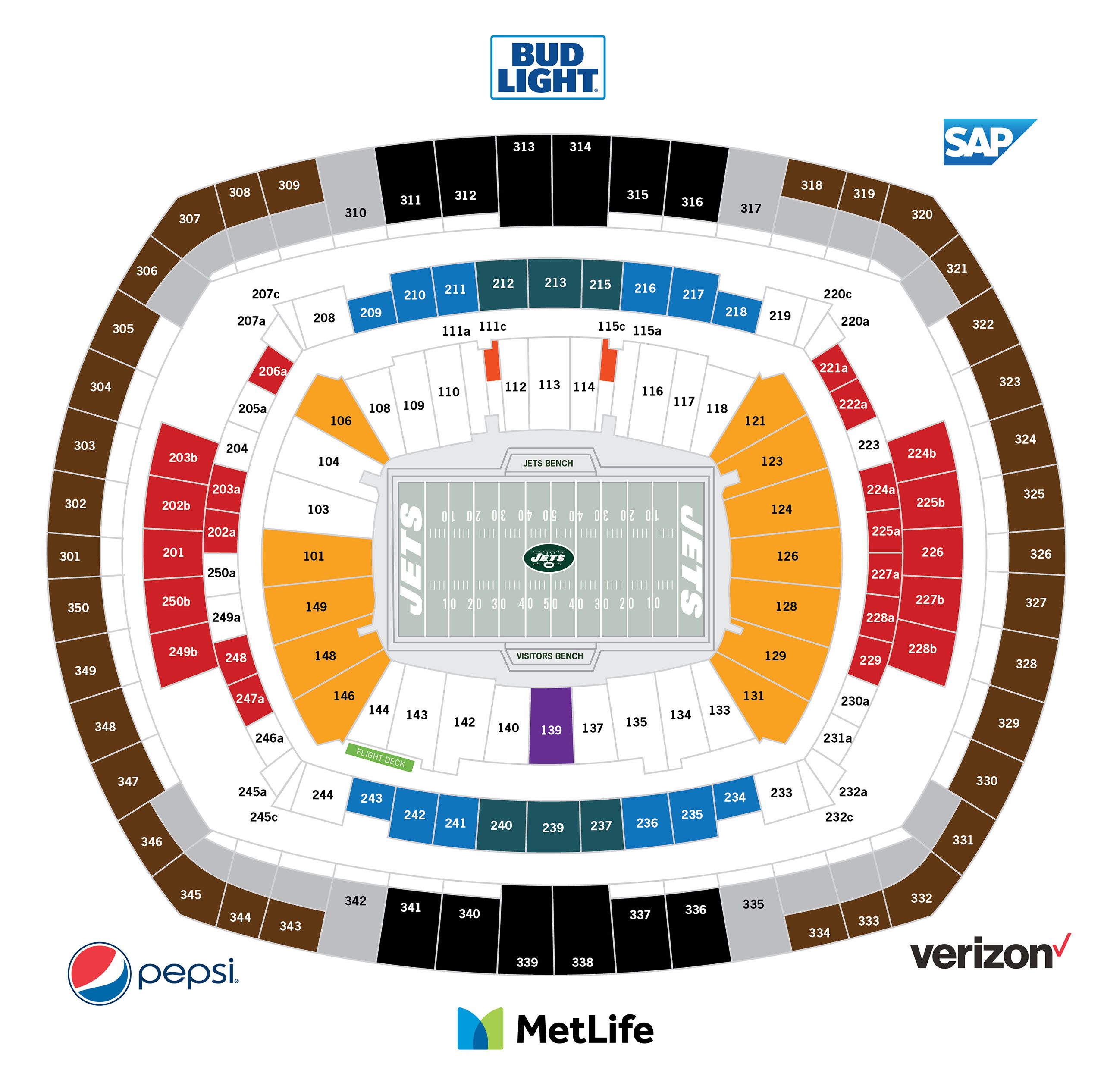 New York Giants and New York Jets Interactive Seating Chart