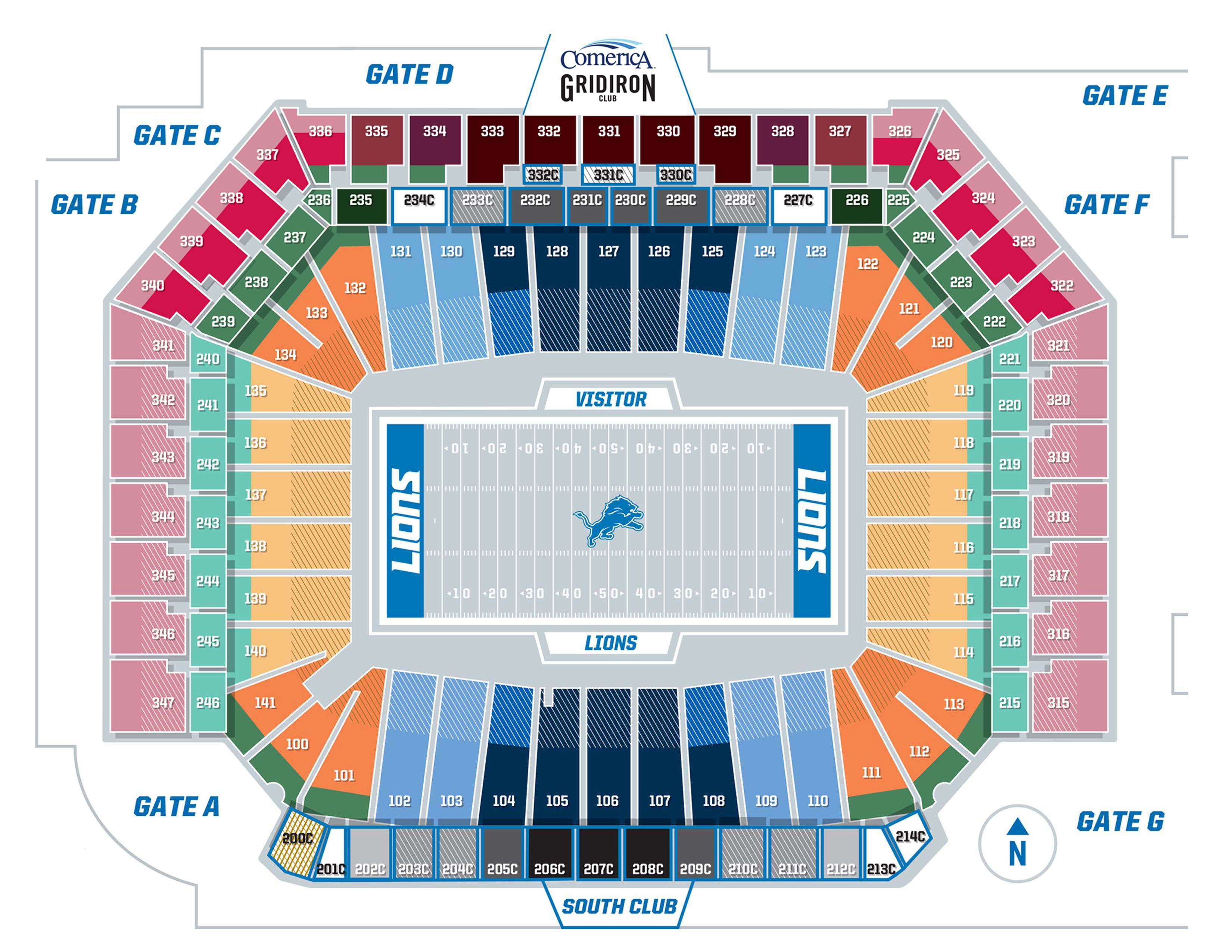 Lions Seating Chart Ford Field