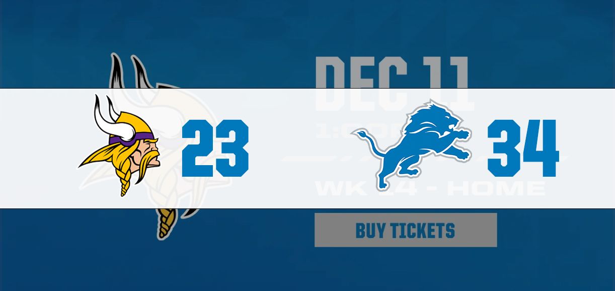 Lions Tickets Minnesota Vikings Game On December 11th