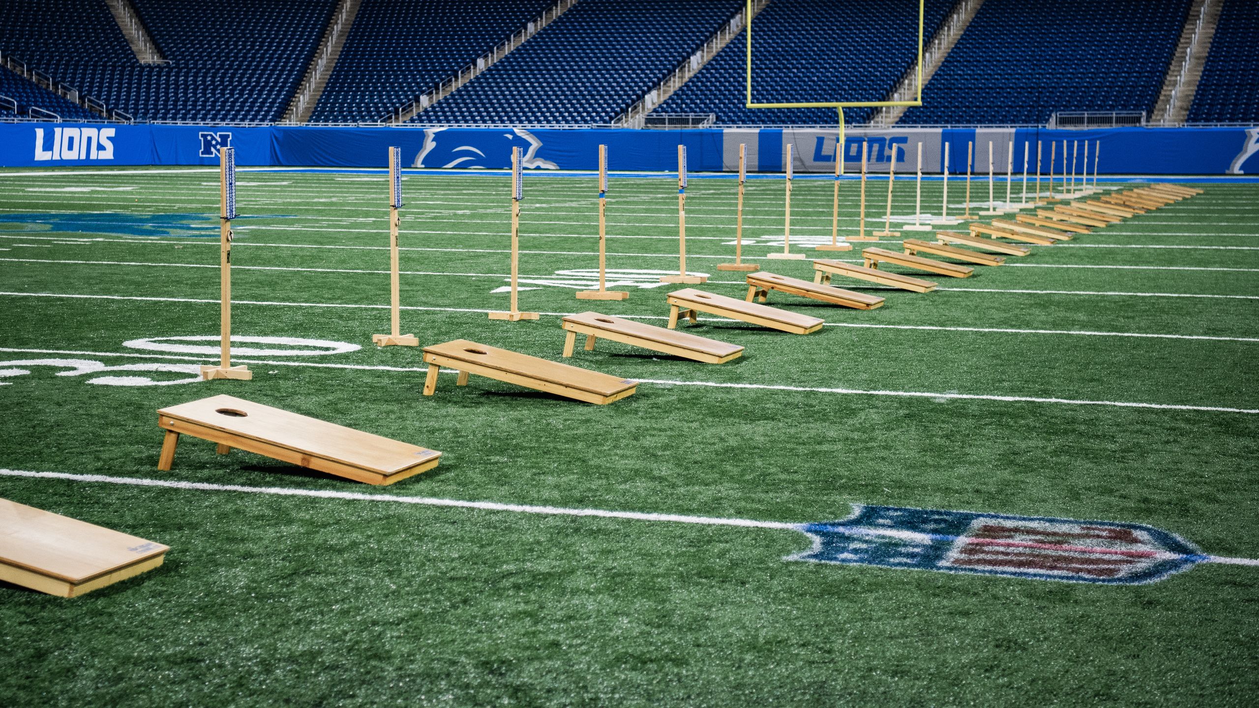 Cornhole Tournament at Ford Field on Sunday, November 28, 2021 in Detroit, MI. (Mike Ferdinande/Detroit Lions).